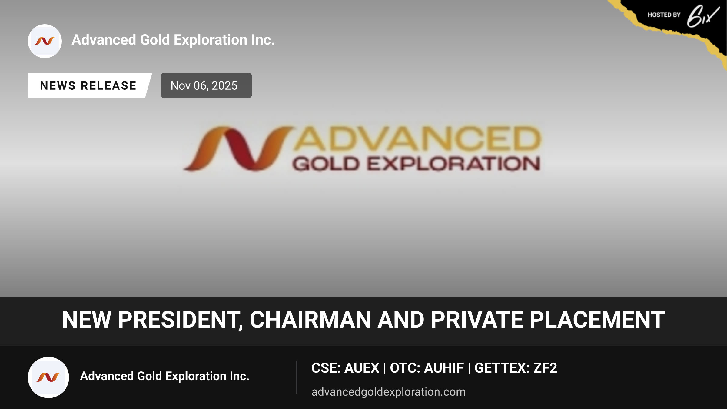 New President, Chairman and Private Placement