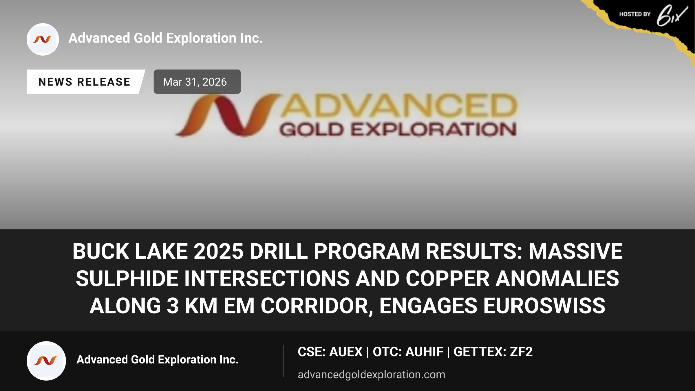 Buck Lake 2025 Drill Program Results: Massive Sulphide Intersections and Copper Anomalies Along 3 km EM Corridor, Engages Euroswiss