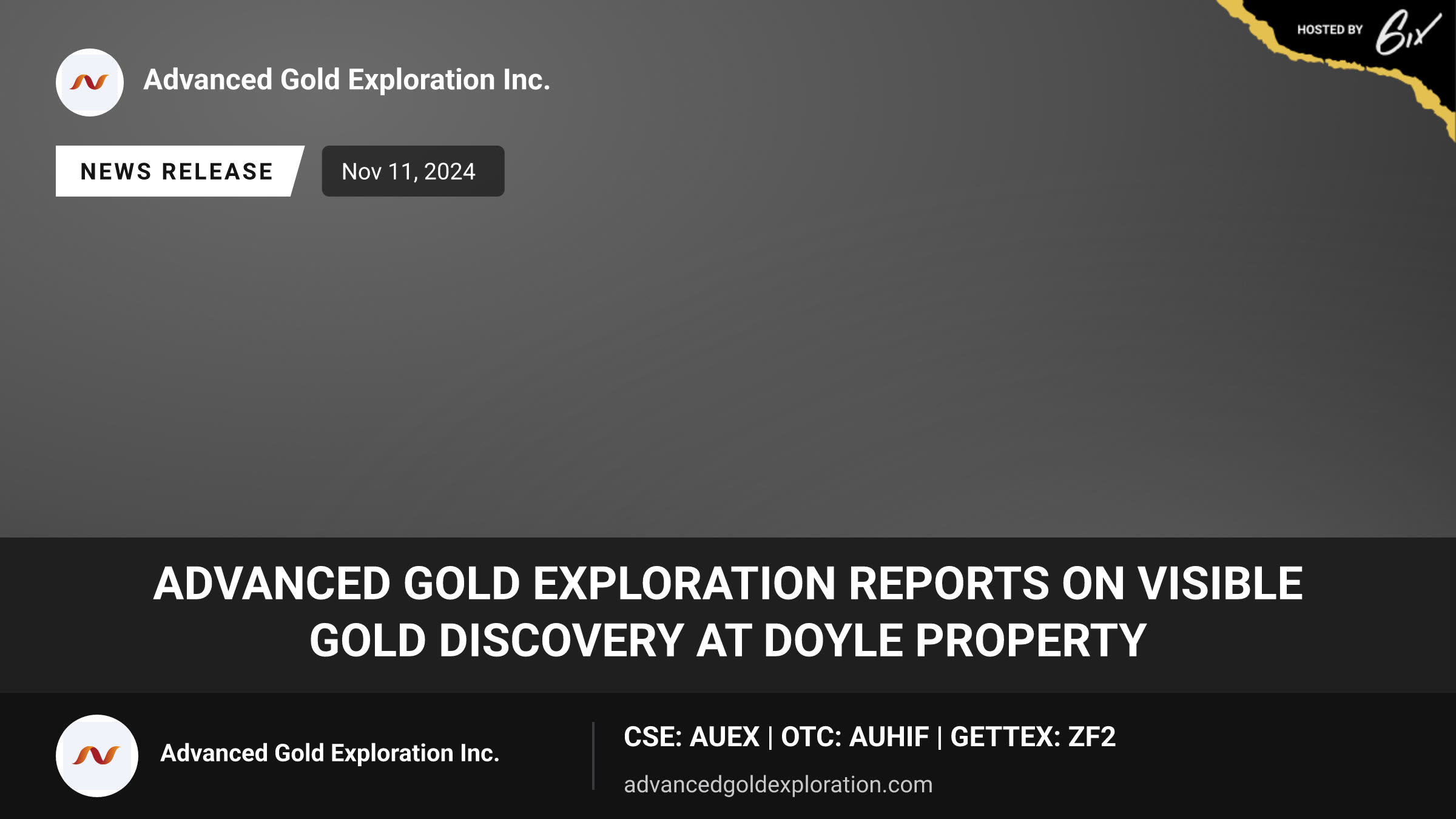 Advanced Gold Exploration Reports on Visible Gold Discovery at Doyle Property