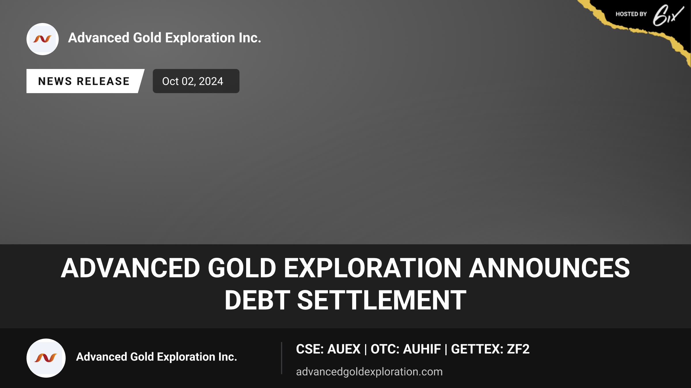 Advanced Gold Exploration Announces Debt Settlement