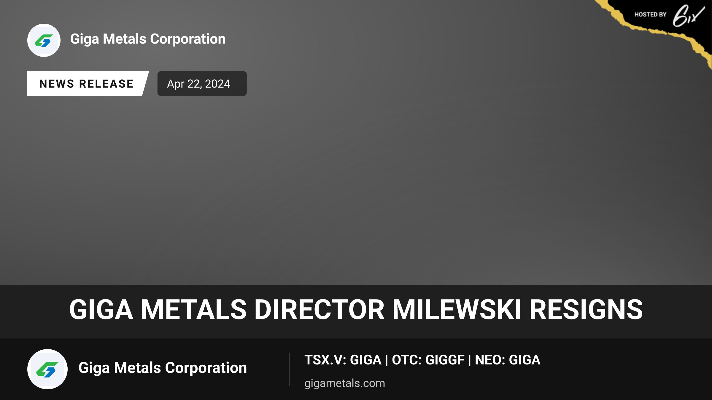 Giga Metals director Milewski resigns