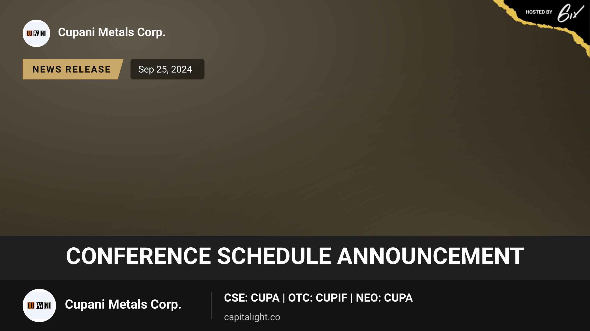 CONFERENCE SCHEDULE ANNOUNCEMENT