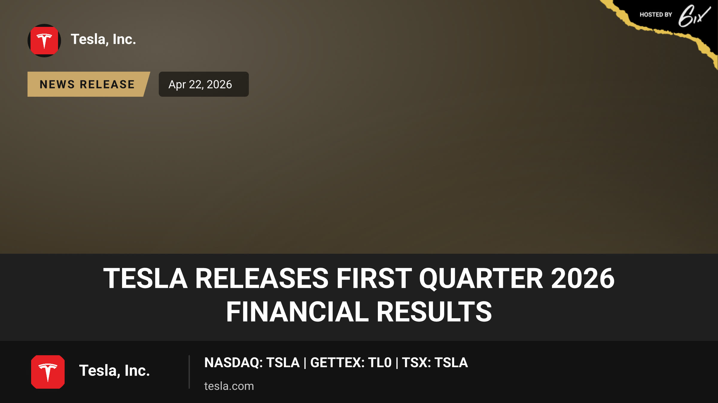 Tesla Releases First Quarter 2026 Financial Results