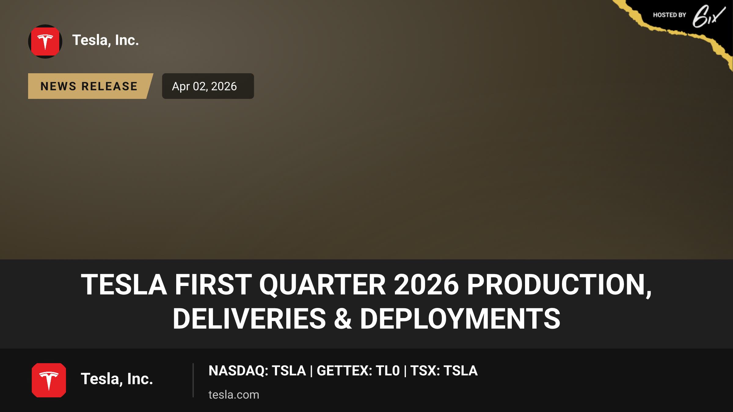 Tesla First Quarter 2026 Production, Deliveries & Deployments