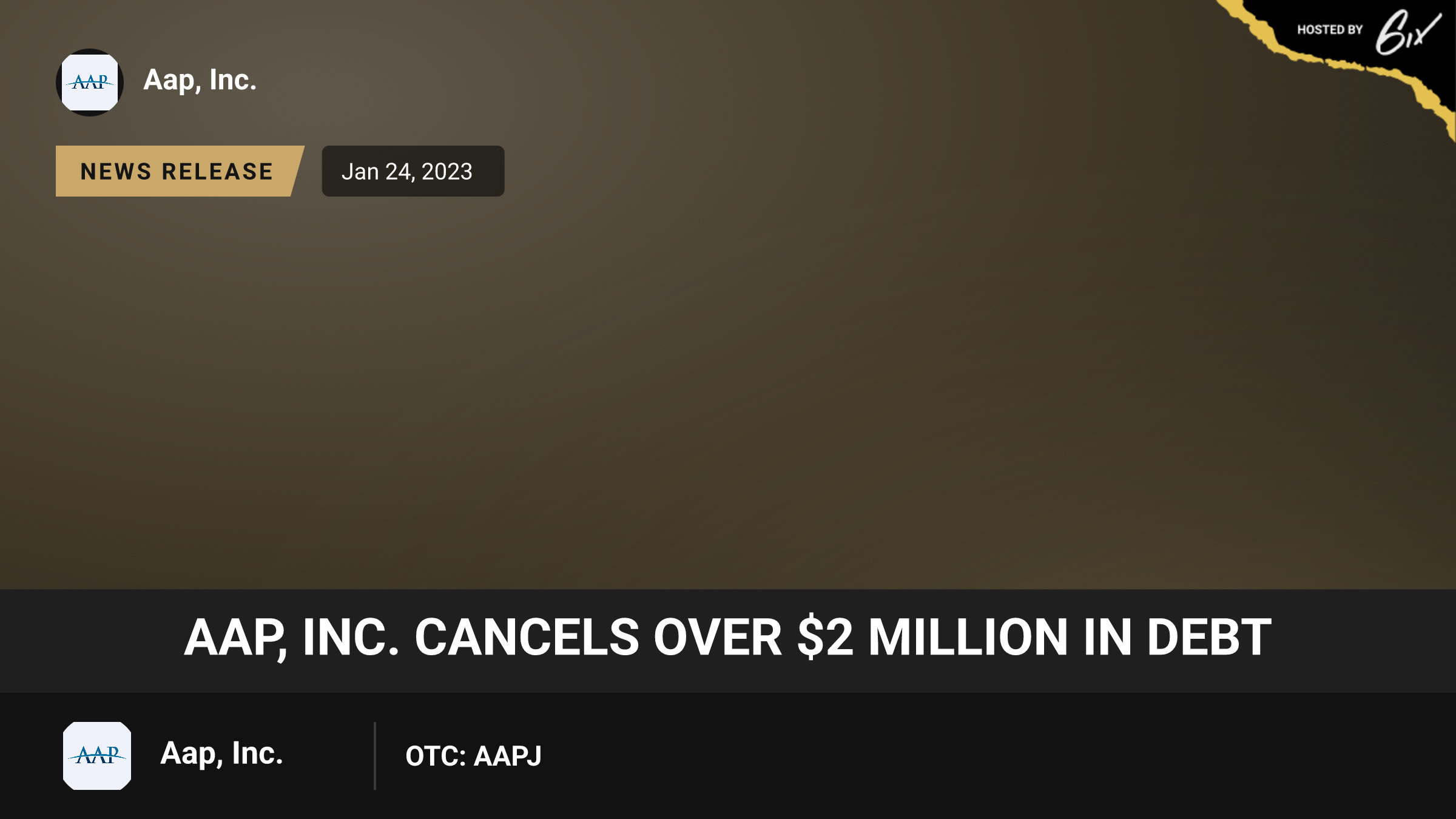 AAP, Inc. Cancels over $2 million in debt