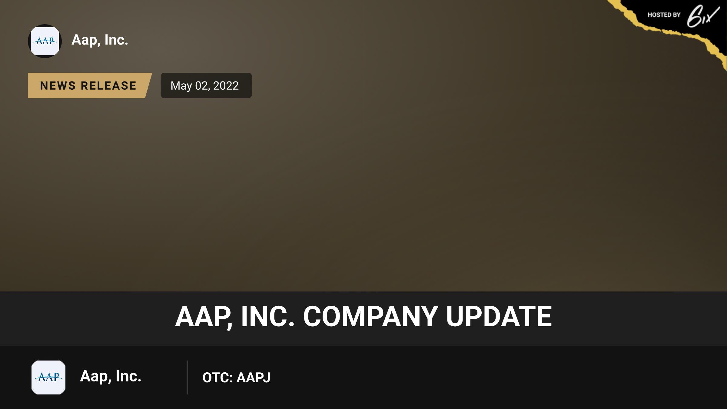 AAP, Inc. Company update