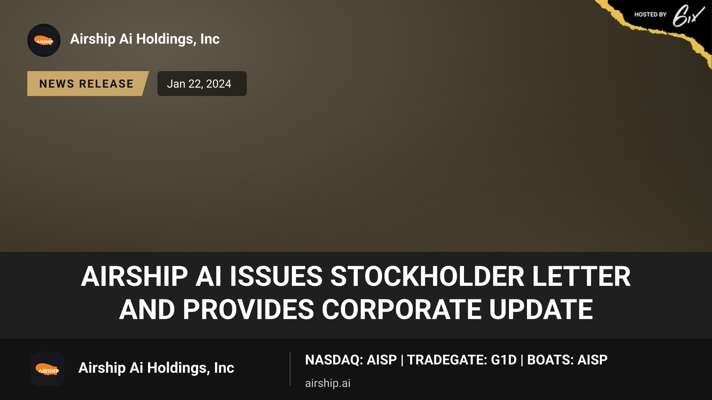 Airship AI Issues Stockholder Letter and Provides Corporate Update