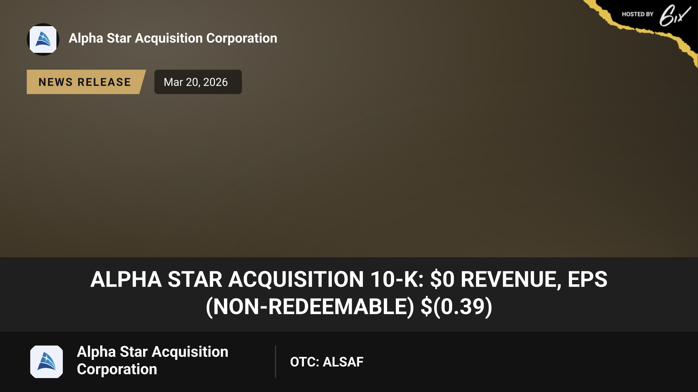 Alpha Star Acquisition 10-K: $0 Revenue, EPS (Non‑redeemable) $(0.39)