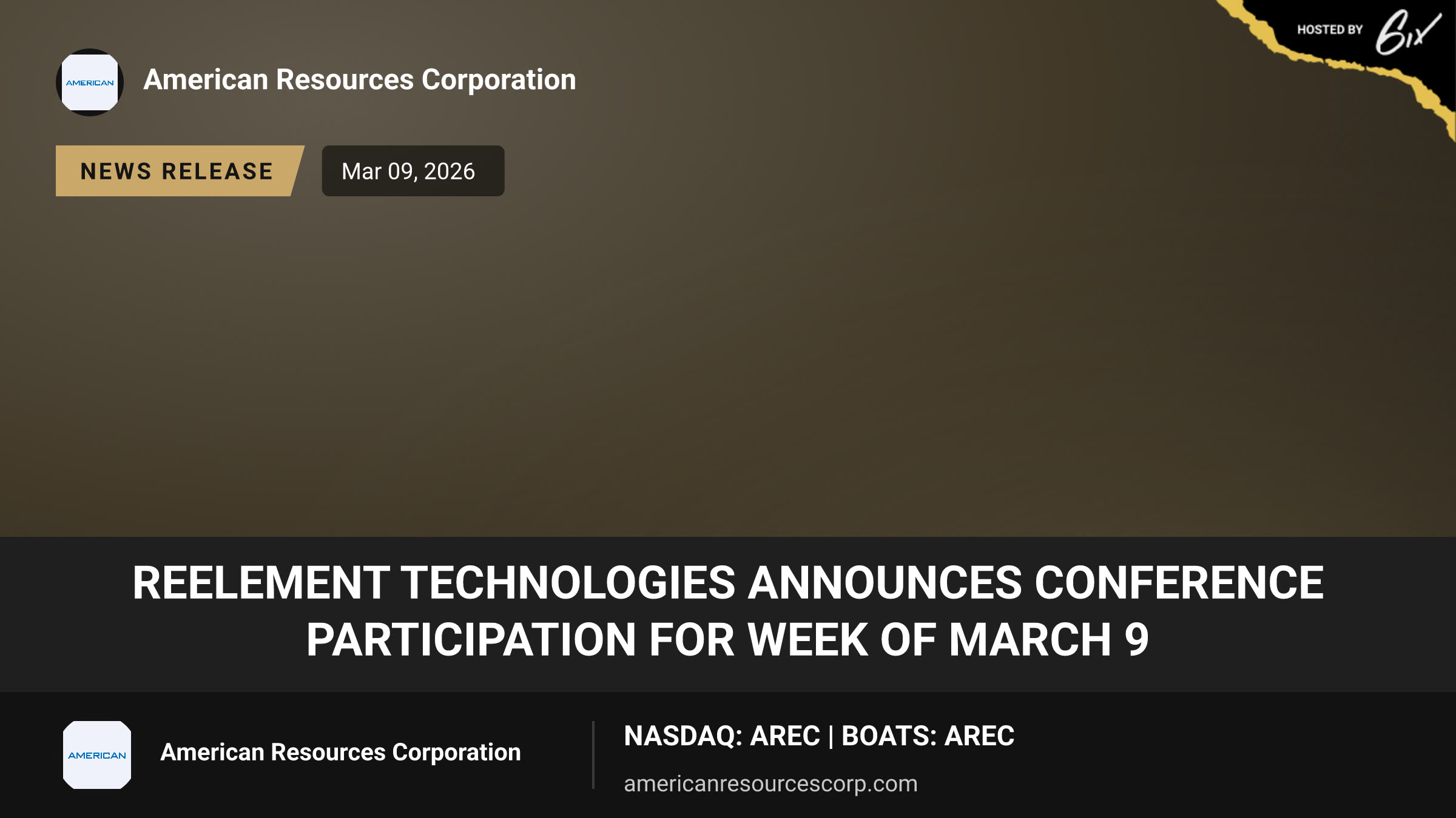 ReElement Technologies Announces Conference Participation for Week of March 9