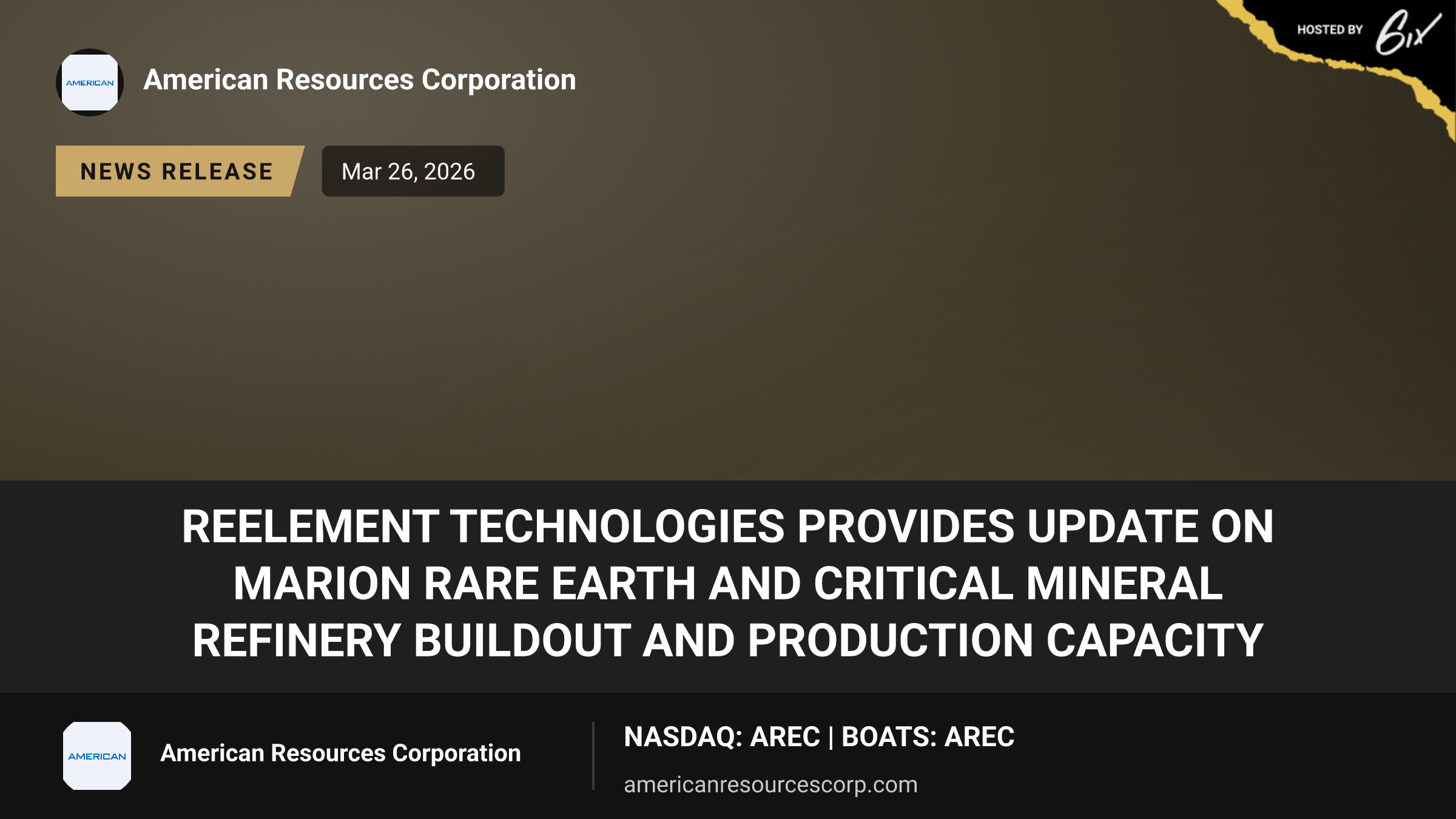 ReElement Technologies Provides Update on Marion Rare Earth and Critical Mineral Refinery Buildout and Production Capacity