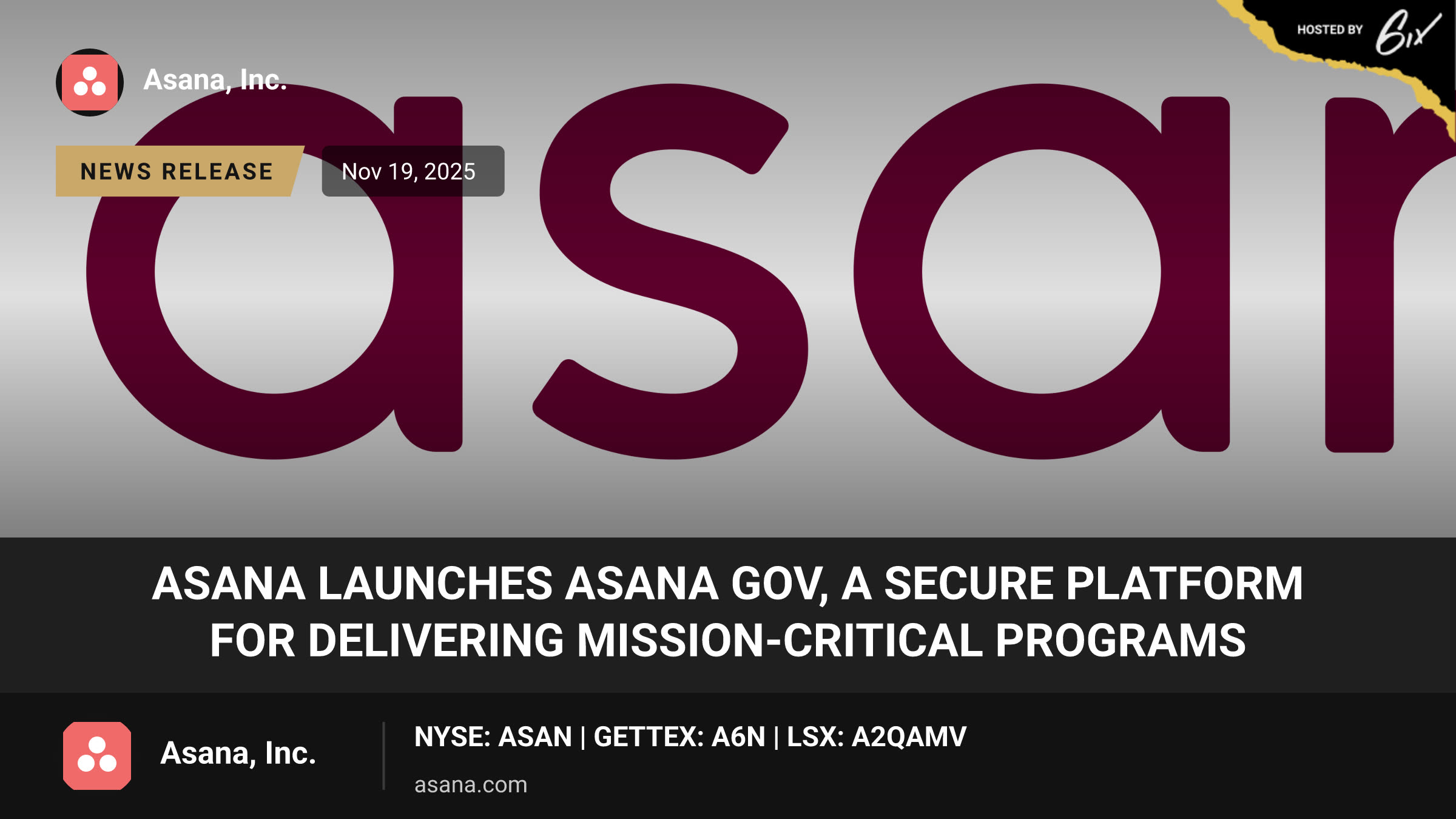 Asana Launches Asana Gov, a Secure Platform for Delivering Mission-Critical Programs
