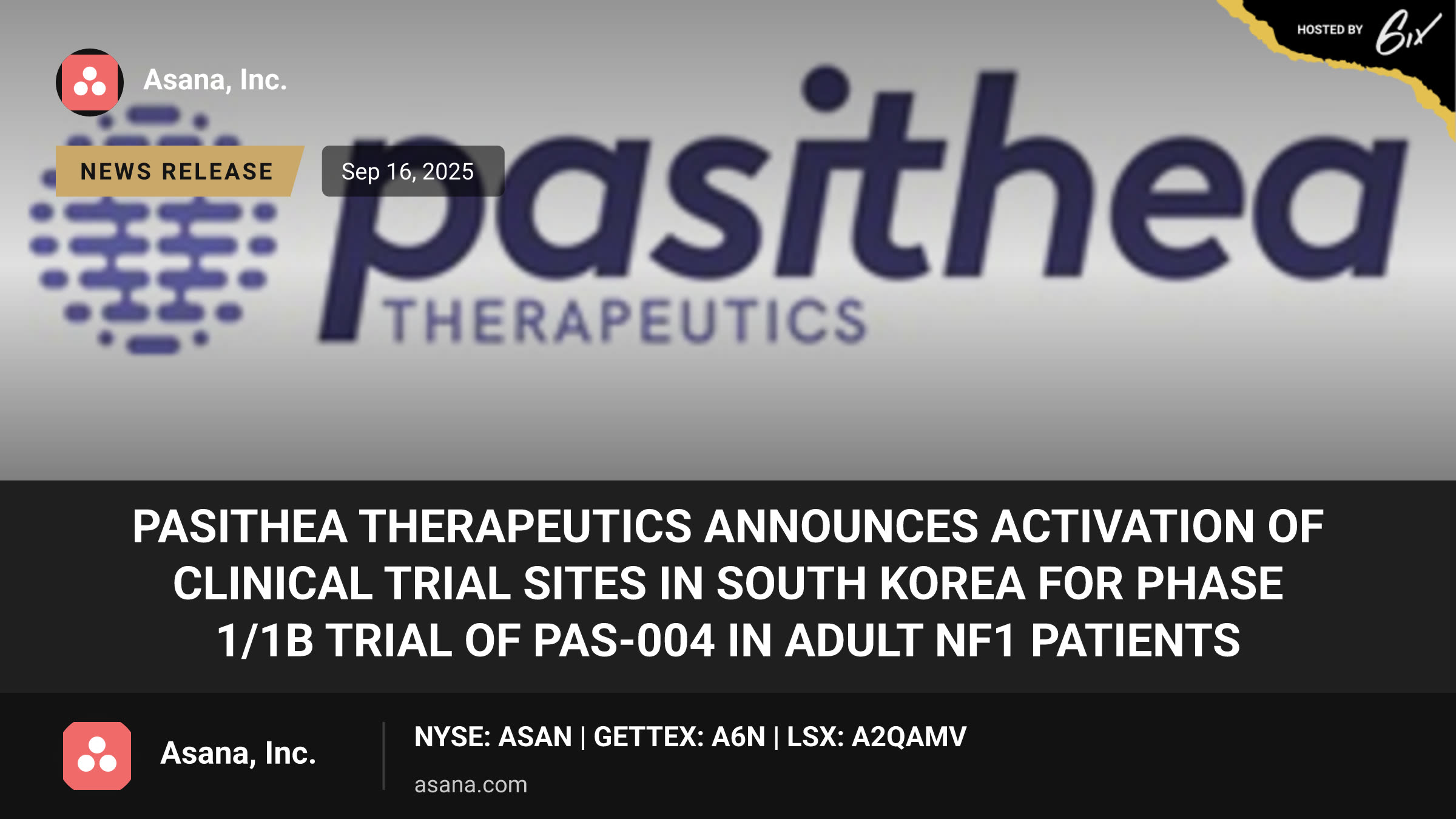 Pasithea Therapeutics Announces Activation of Clinical Trial Sites in South Korea for Phase 1/1b Trial of PAS-004 in Adult NF1 Patients