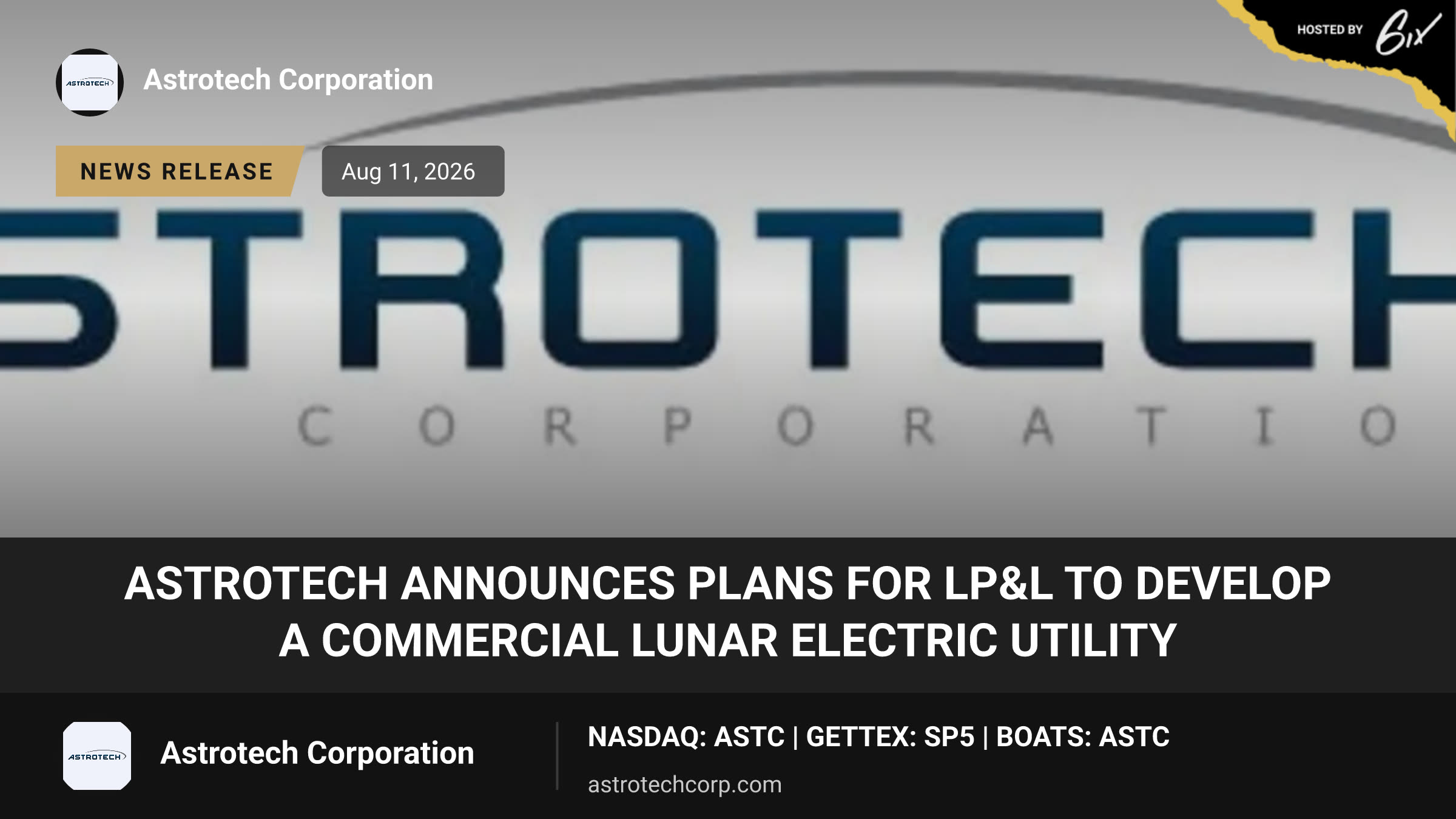Astrotech Announces Plans for LP&L to Develop a Commercial Lunar Electric Utility