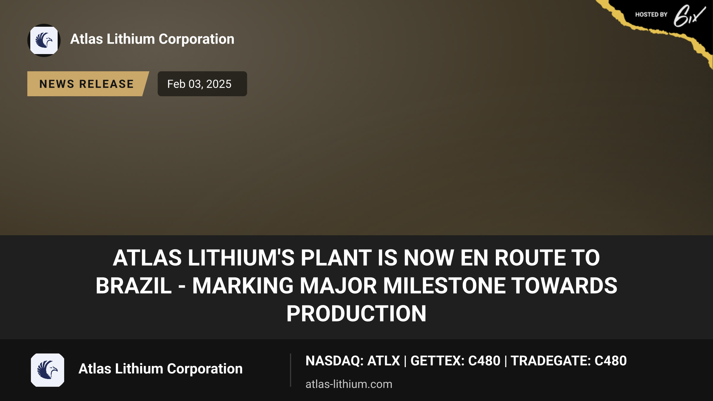 Atlas Lithium's Plant Is Now En Route to Brazil - Marking Major Milestone Towards Production