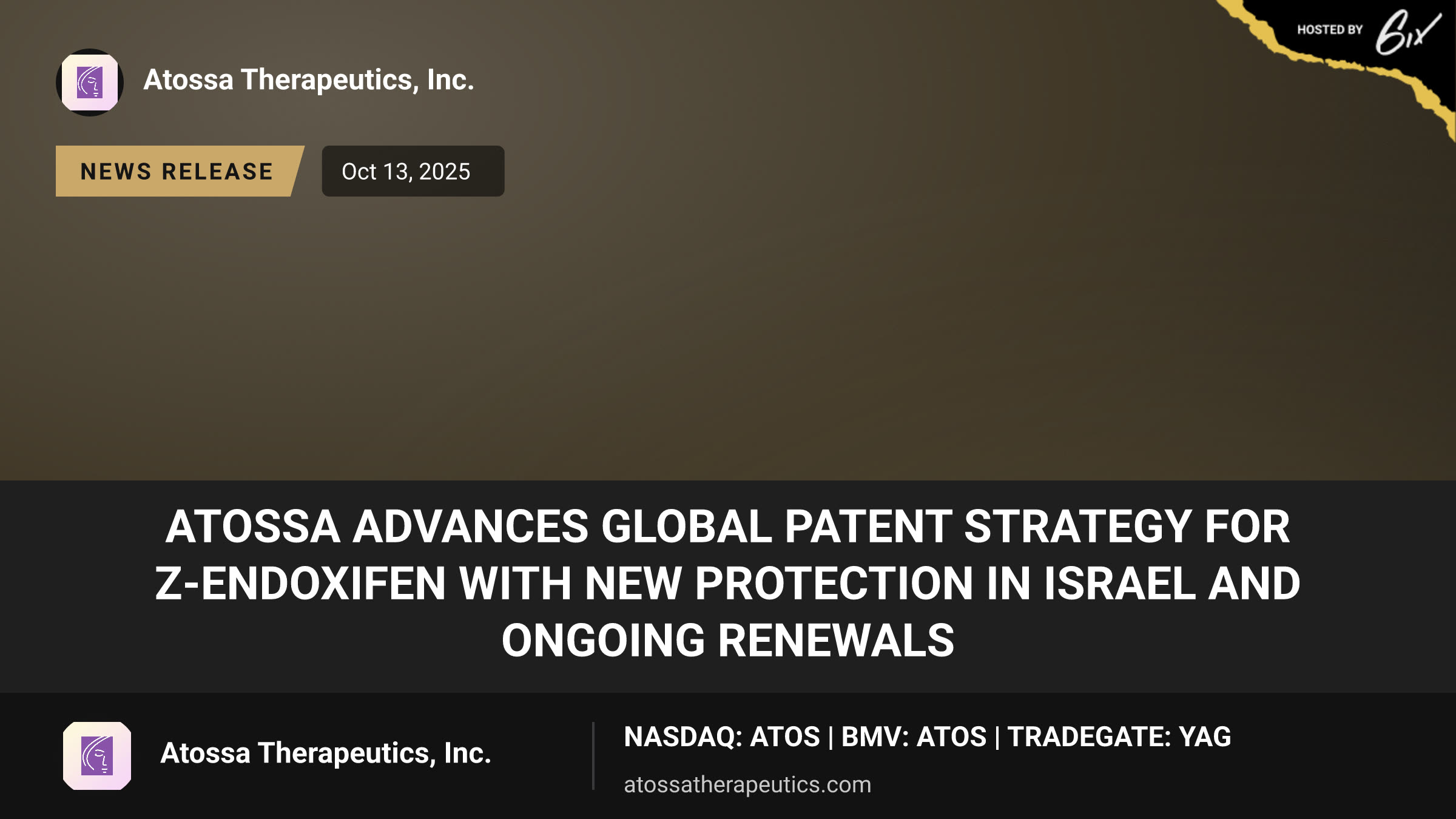 Atossa Advances Global Patent Strategy for Z-Endoxifen with New Protection in Israel and Ongoing Renewals