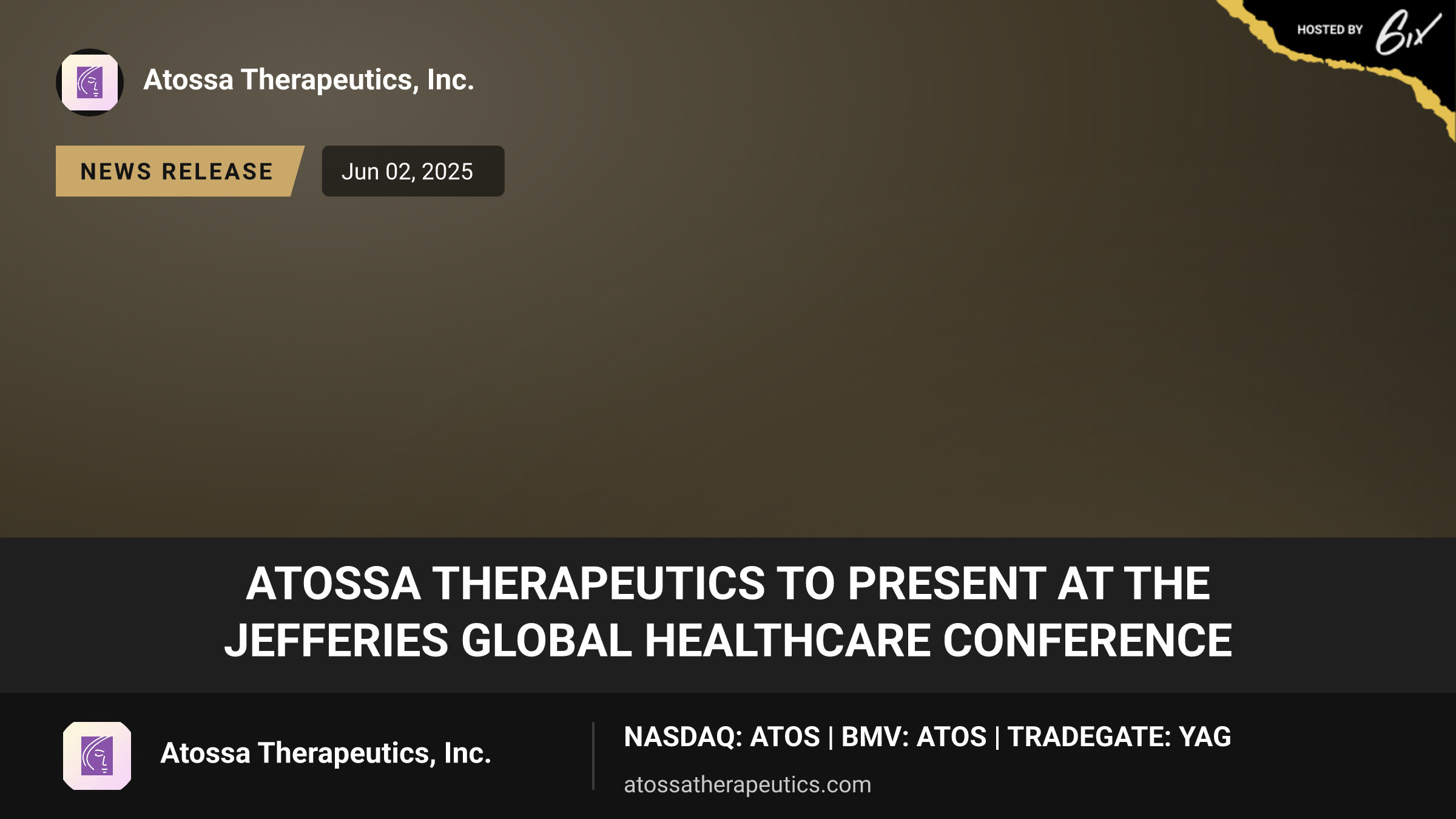 Atossa Therapeutics to Present at the Jefferies Global Healthcare Conference