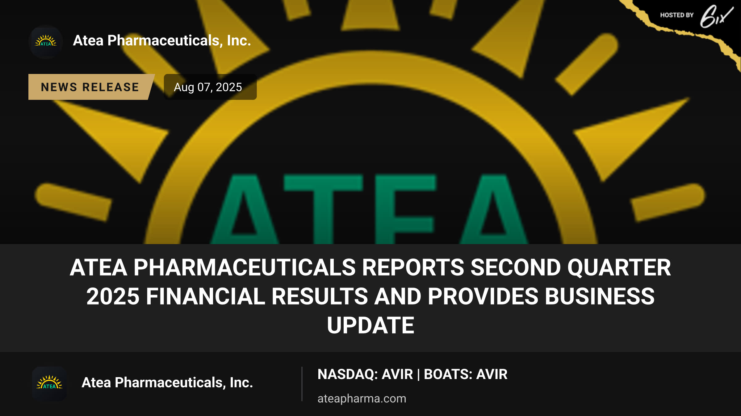 Atea Pharmaceuticals Reports Second Quarter 2025 Financial Results and Provides Business Update