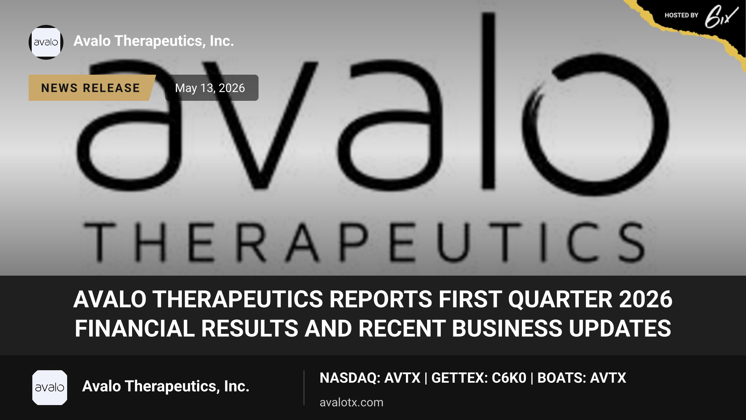 Avalo Therapeutics Reports First Quarter 2026 Financial Results and Recent Business Updates