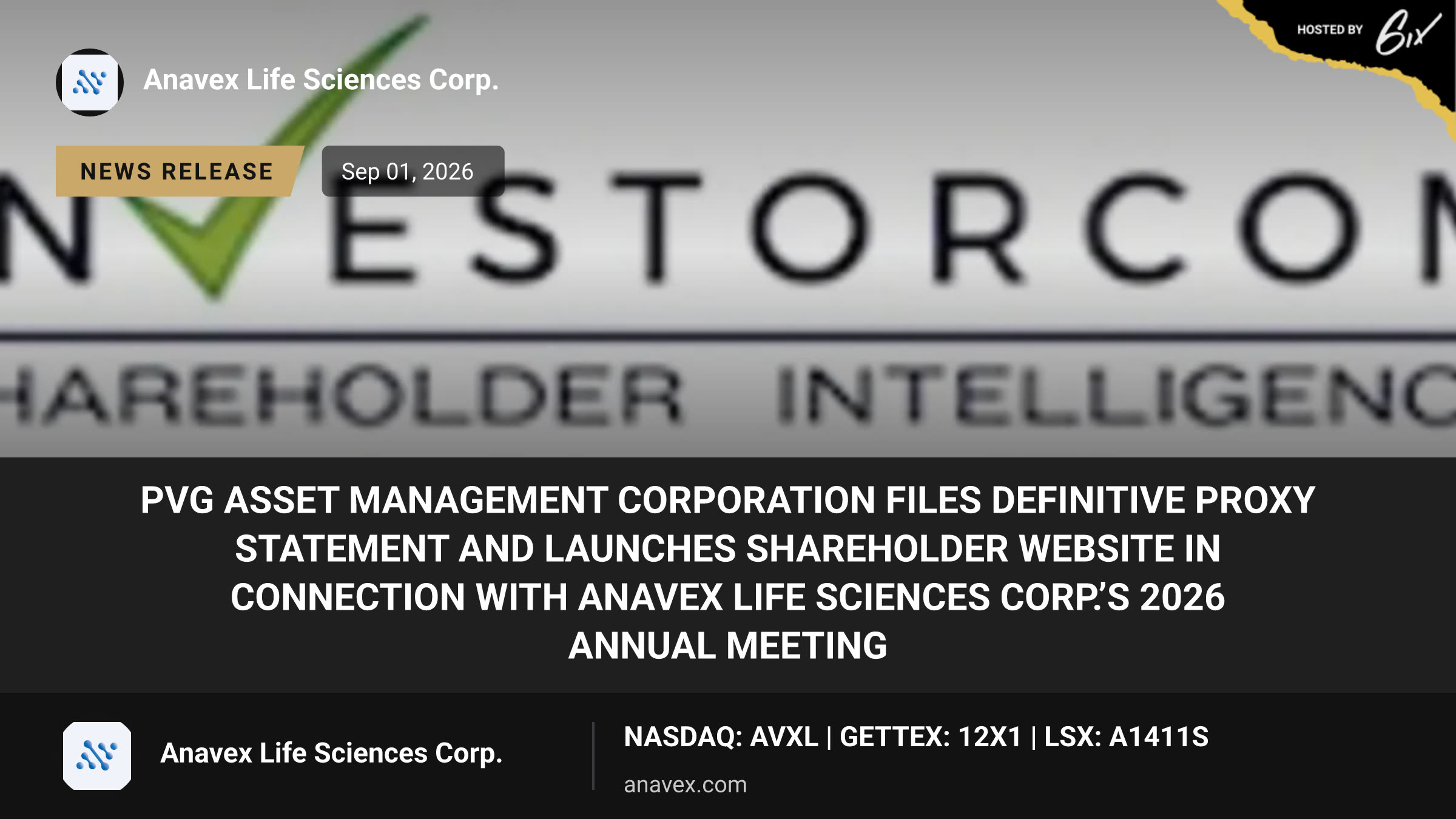 PVG Asset Management Corporation Files Definitive Proxy Statement and Launches Shareholder Website in Connection with Anavex Life Sciences Corp.’s 2026 Annual Meeting