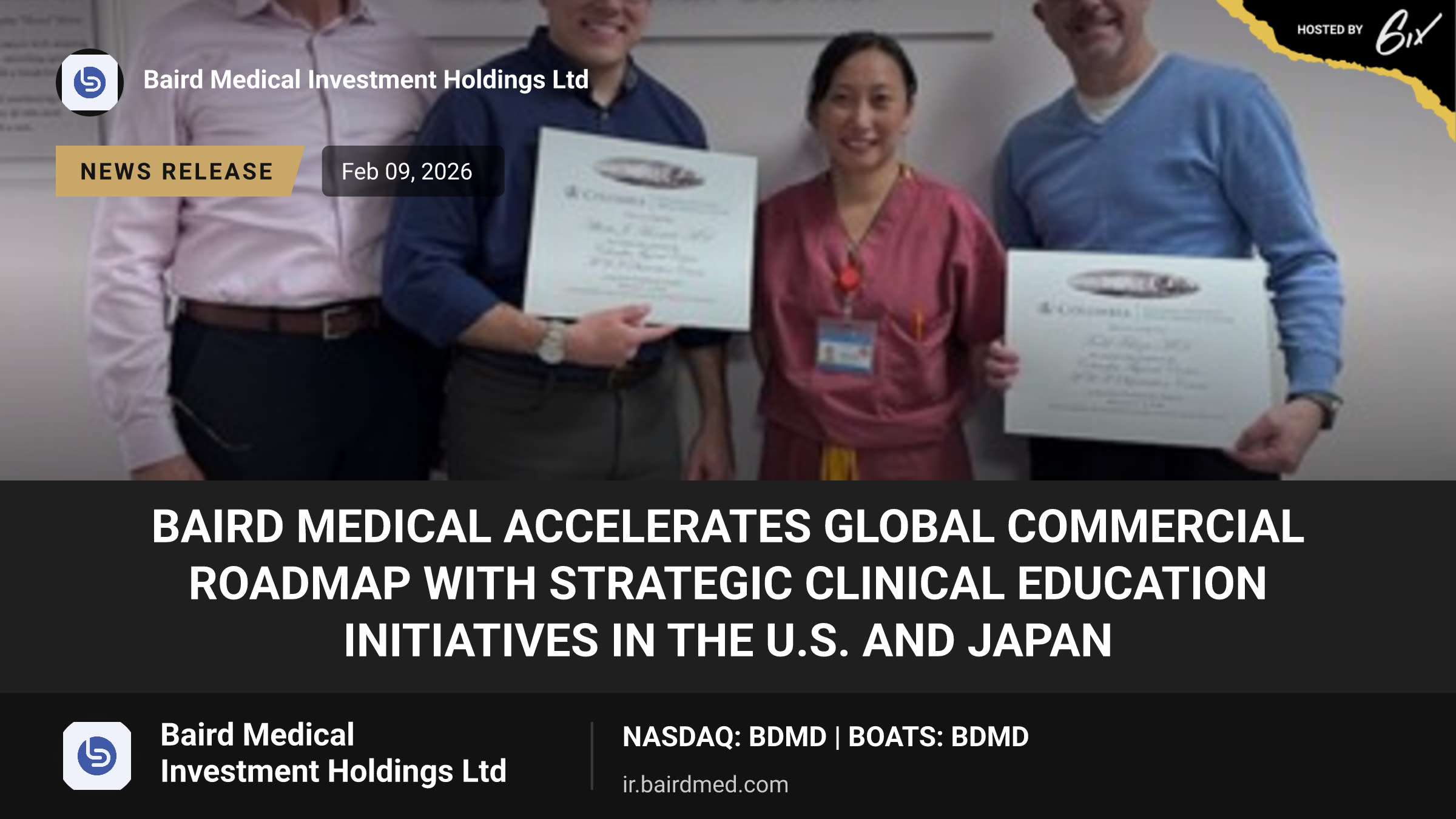 Baird Medical Accelerates Global Commercial Roadmap with Strategic Clinical Education Initiatives in the U.S. and Japan