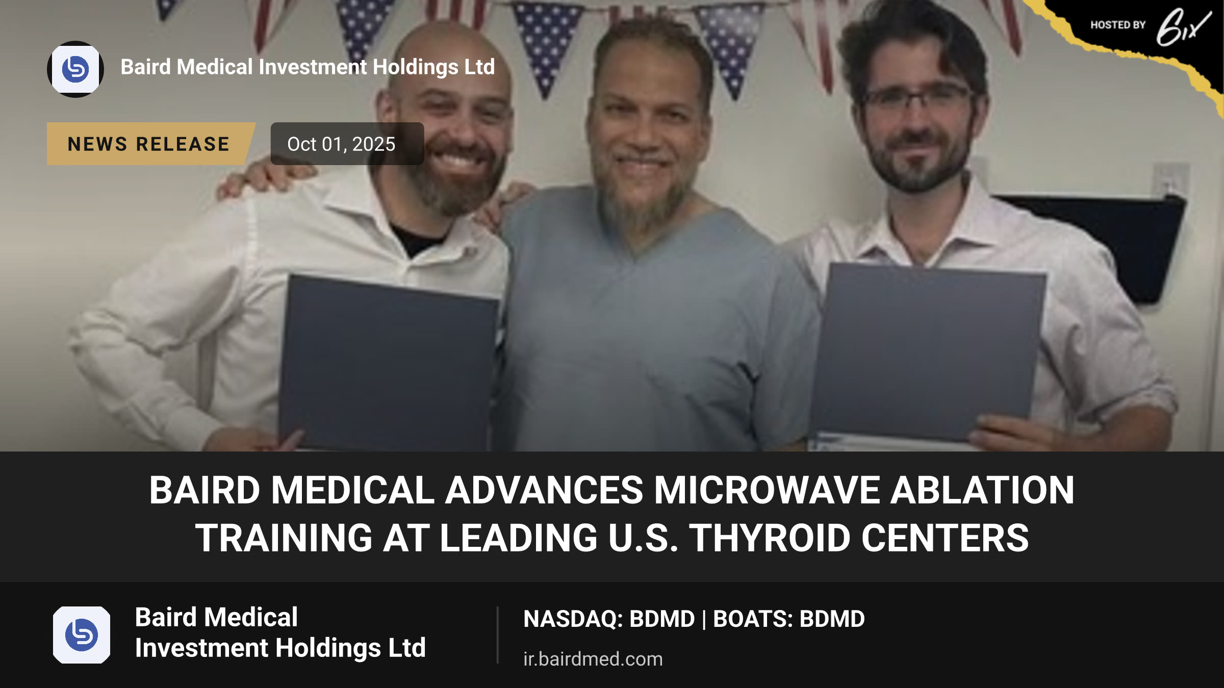 Baird Medical Advances Microwave Ablation Training at Leading U.S. Thyroid Centers