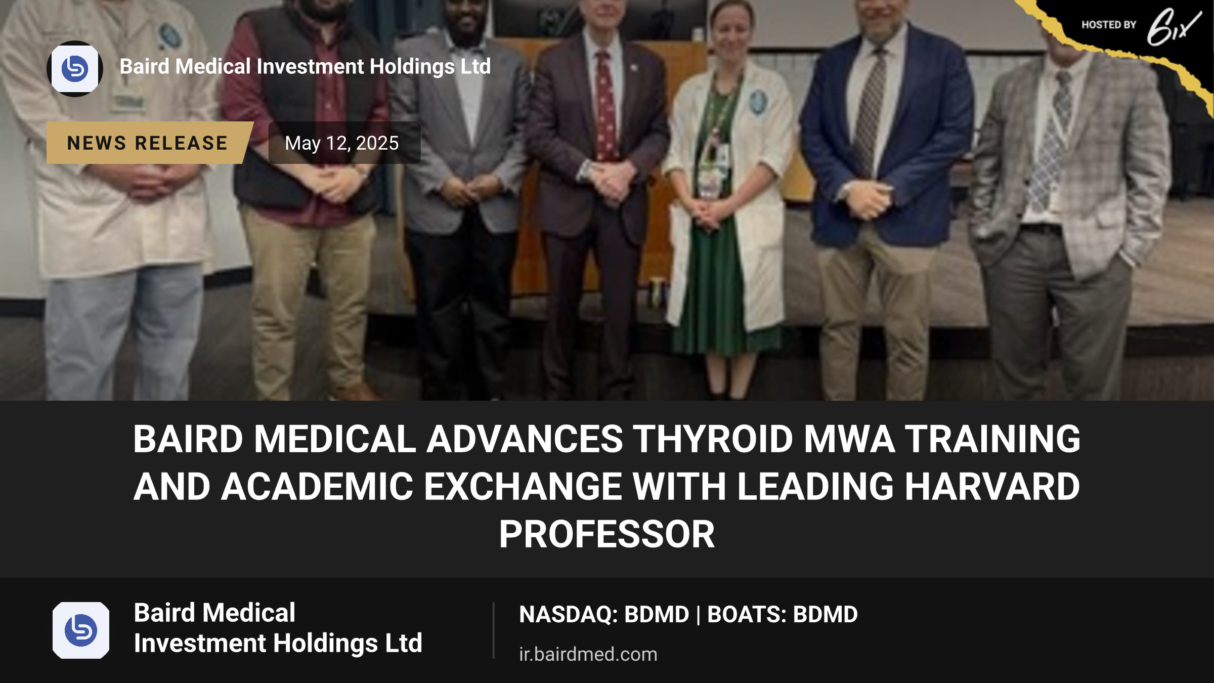 Baird Medical Advances Thyroid MWA Training and Academic Exchange with Leading Harvard Professor