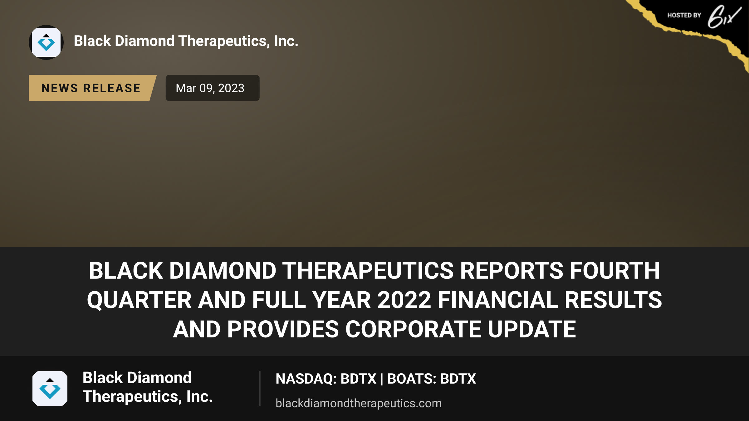 Black Diamond Therapeutics Reports Fourth Quarter and Full Year 2022 Financial Results and Provides Corporate Update