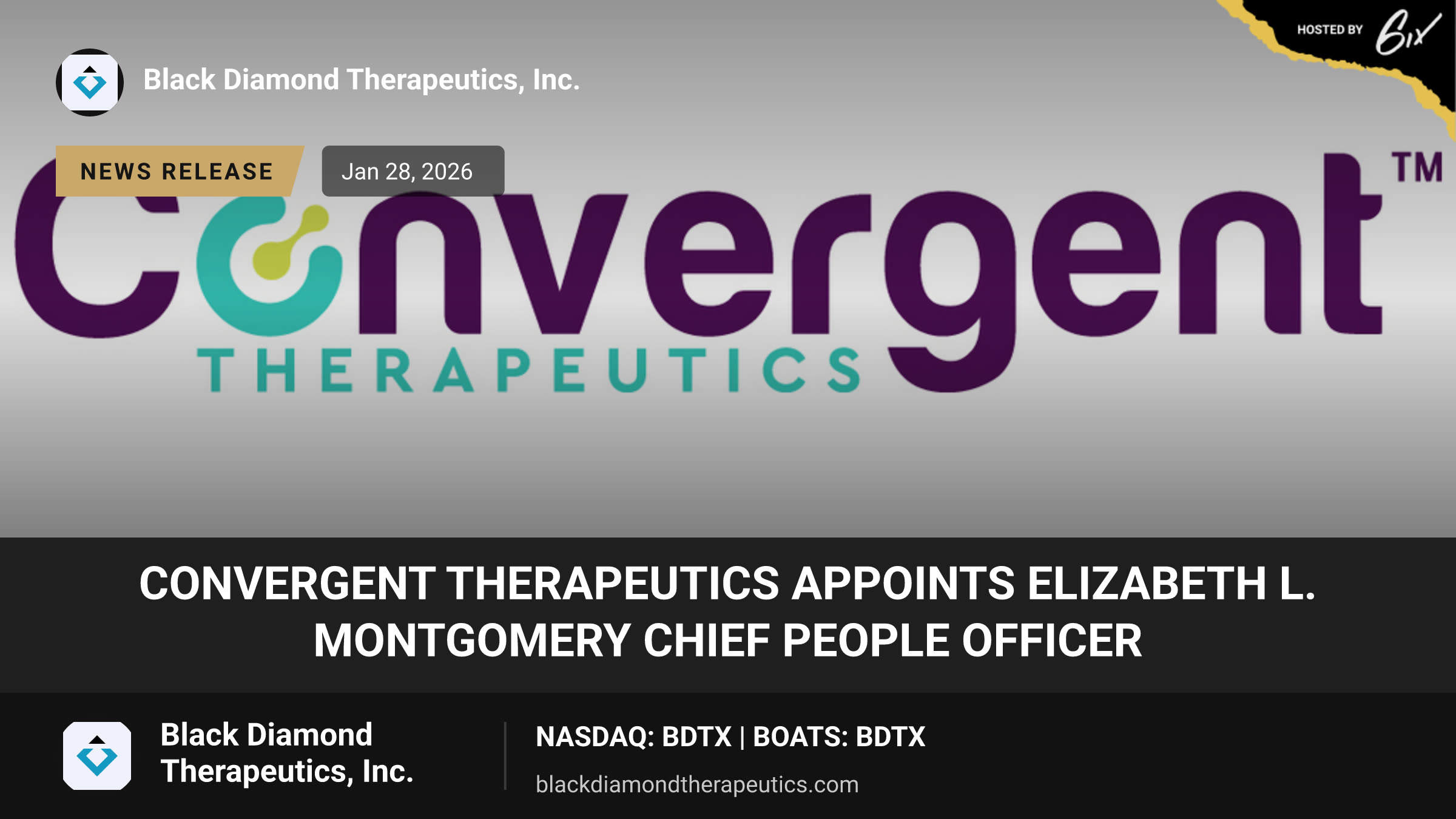 Convergent Therapeutics Appoints Elizabeth L. Montgomery Chief People Officer
