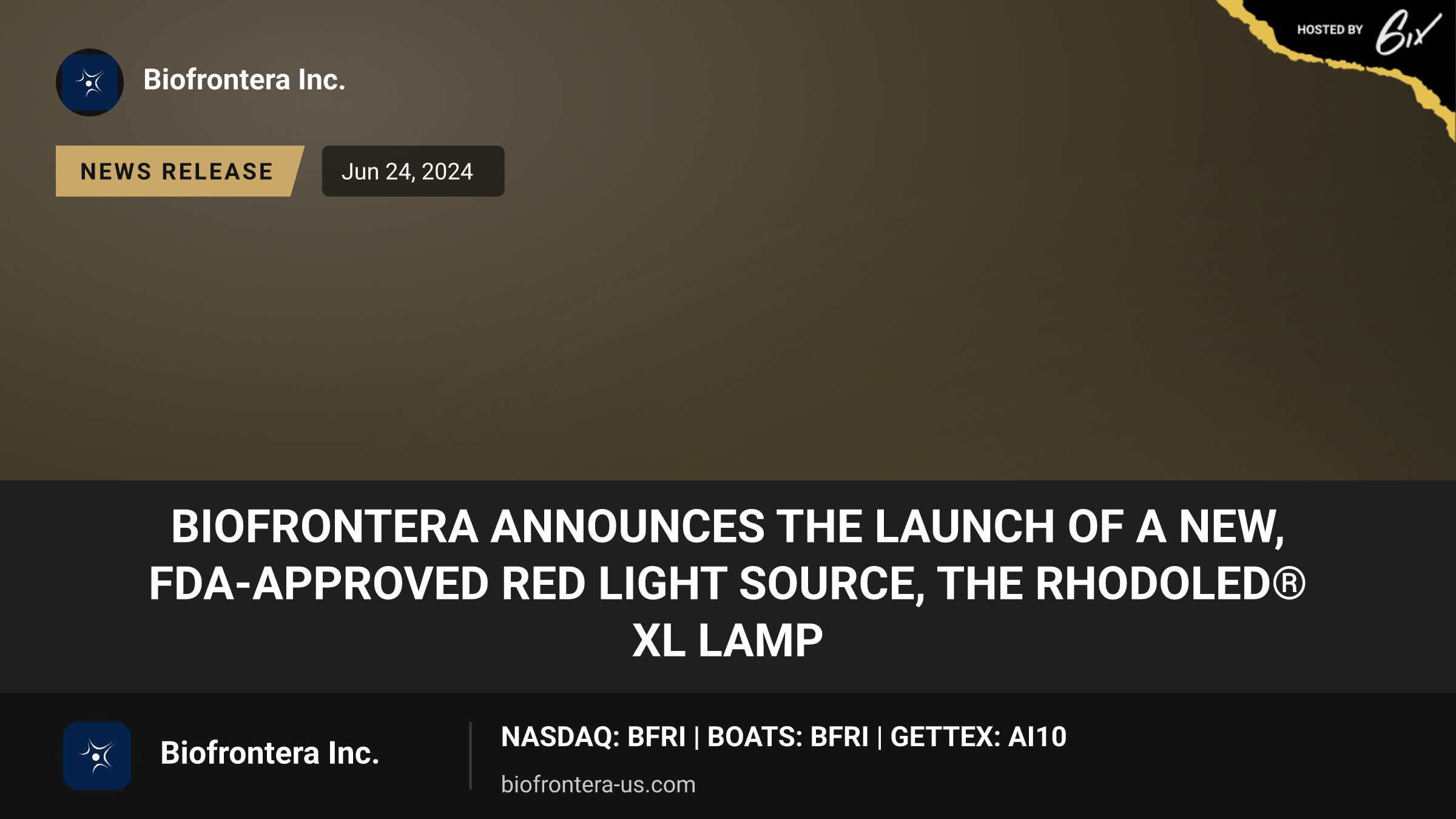 Biofrontera Announces the Launch of a New, FDA-Approved Red Light Source, the RhodoLED® XL Lamp