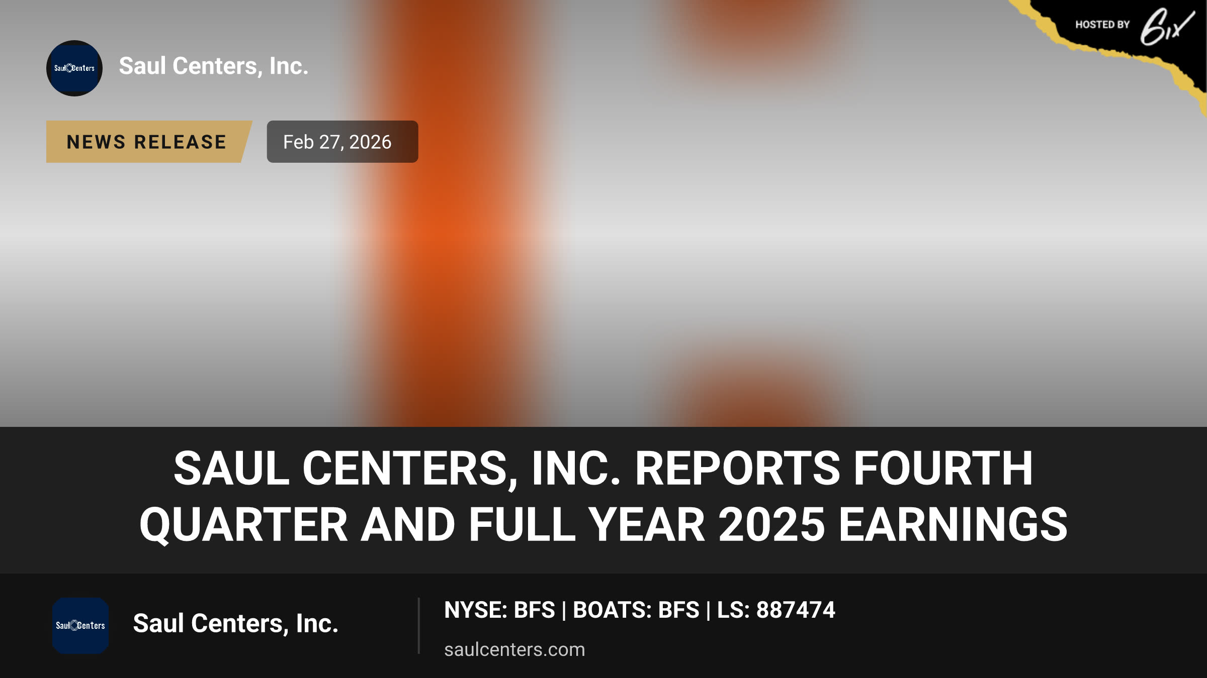 Saul Centers, Inc. Reports Fourth Quarter and Full Year 2025 Earnings