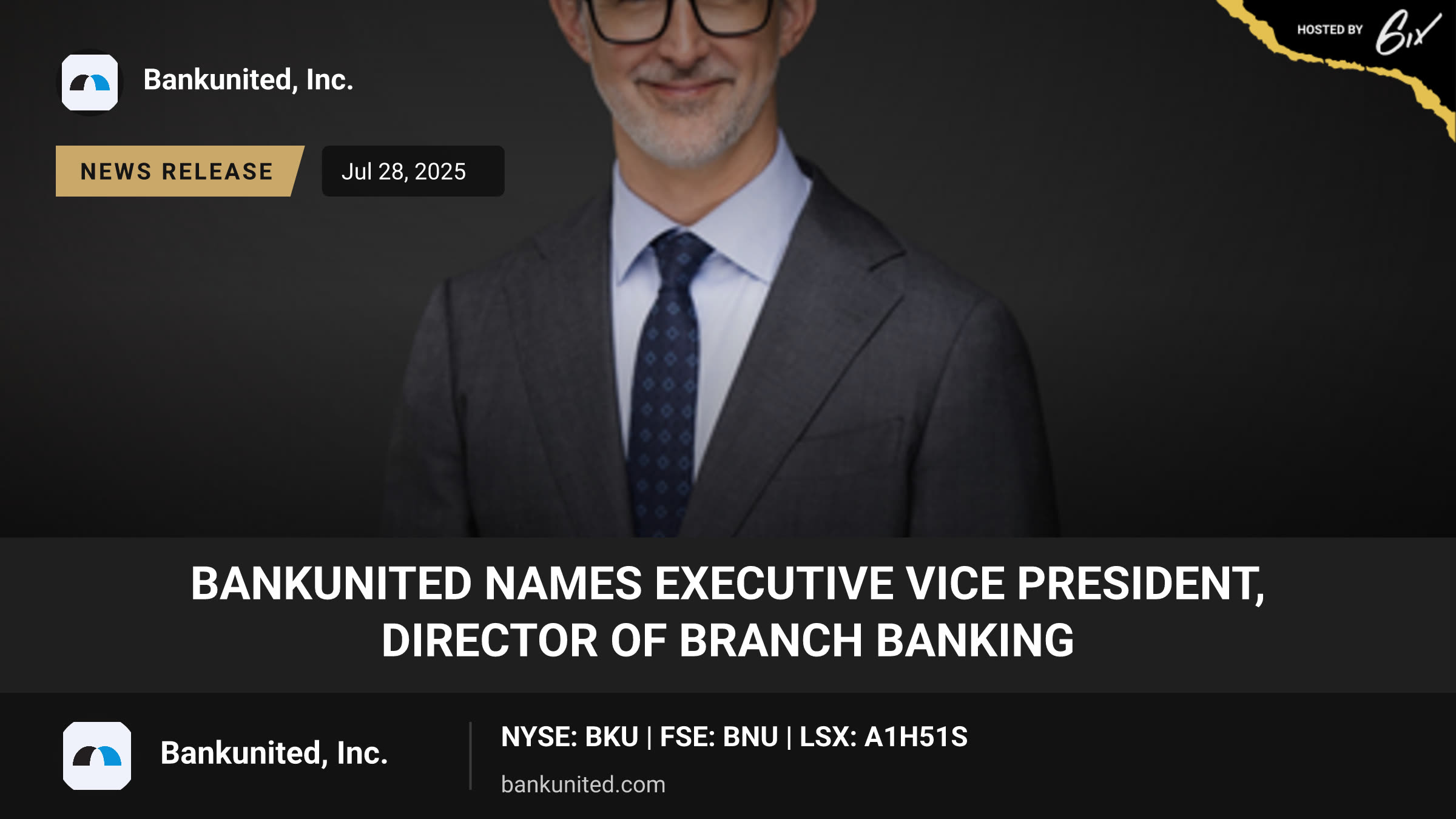 BankUnited Names Executive Vice President, Director of Branch Banking