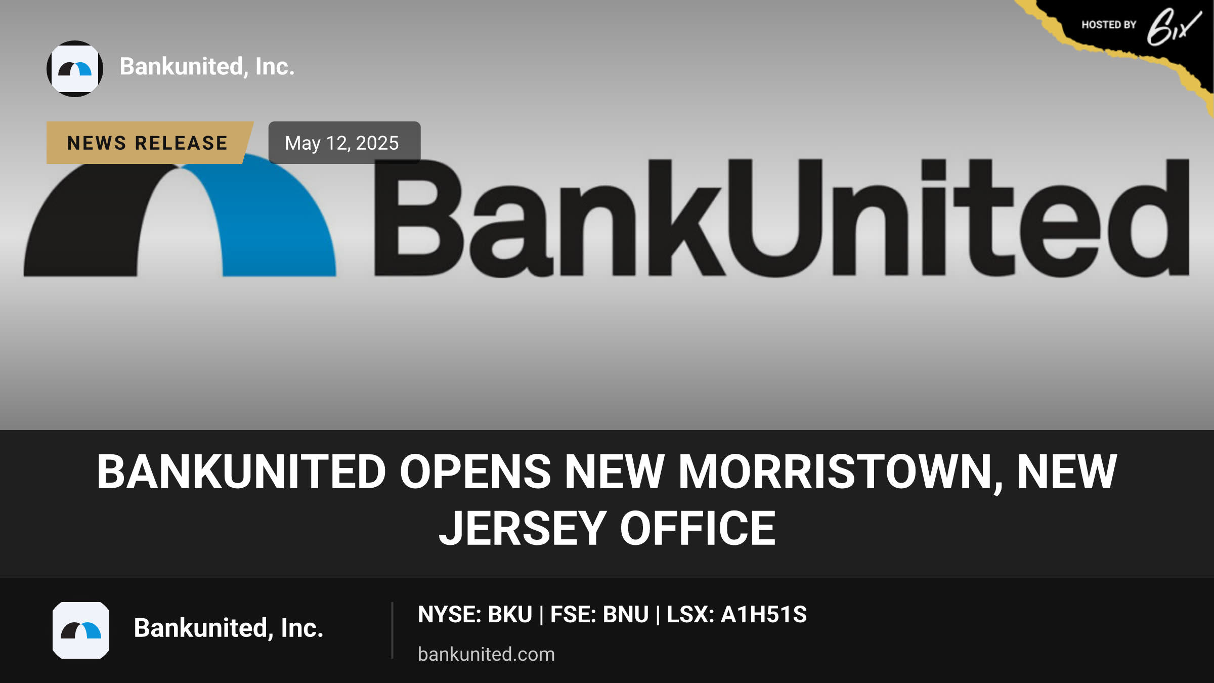 BankUnited Opens New Morristown, New Jersey Office