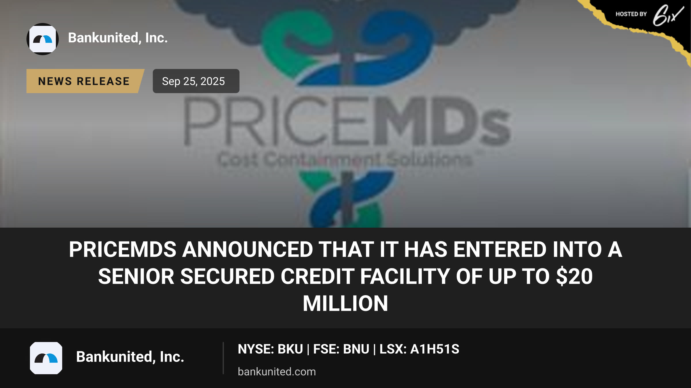 PriceMDs announced that it has entered into a senior secured credit facility of up to $20 million