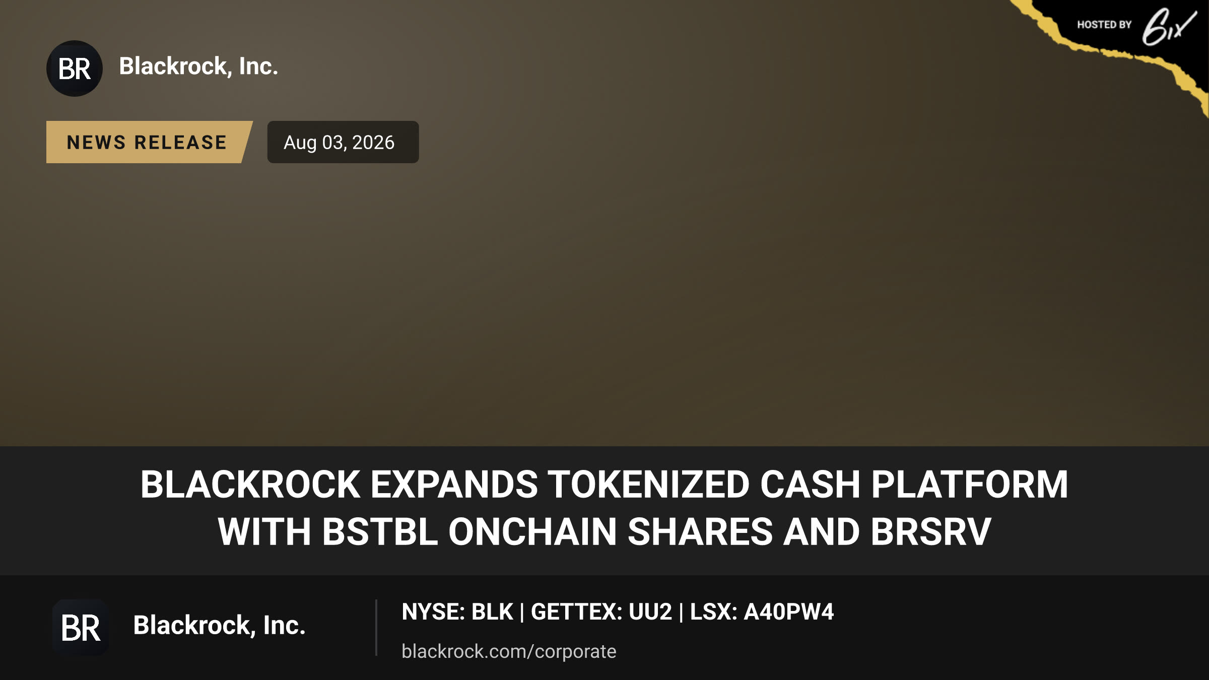 BlackRock Expands Tokenized Cash Platform with BSTBL OnChain Shares and BRSRV