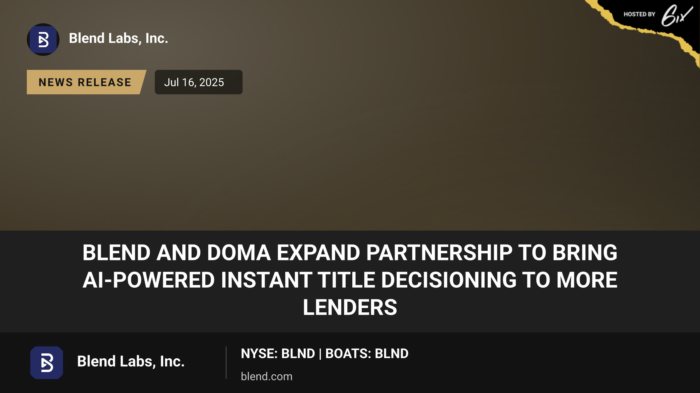 Blend and Doma Expand Partnership to Bring AI-Powered Instant Title Decisioning to More Lenders