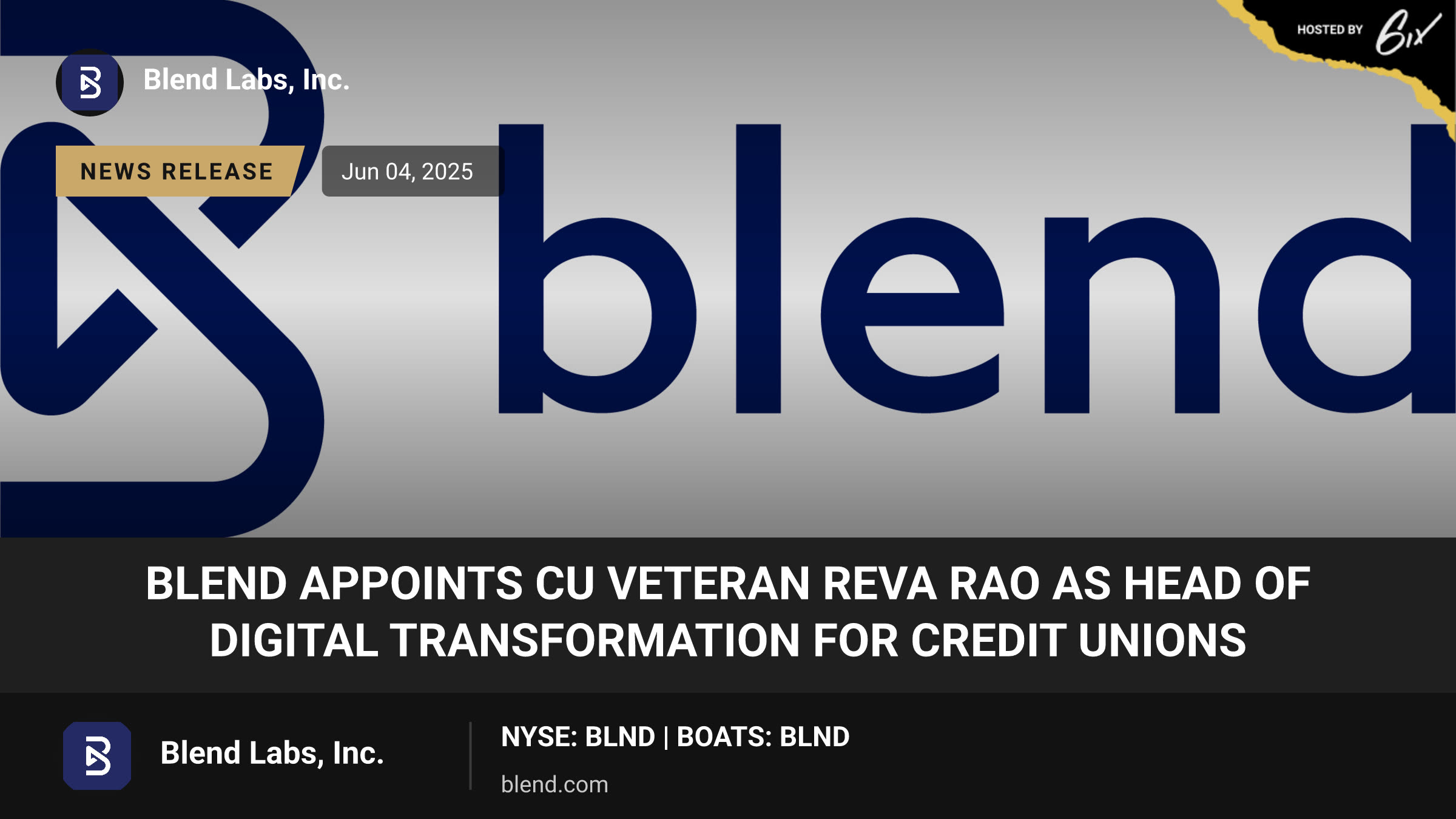 Blend Appoints CU Veteran Reva Rao as Head of Digital Transformation for Credit Unions