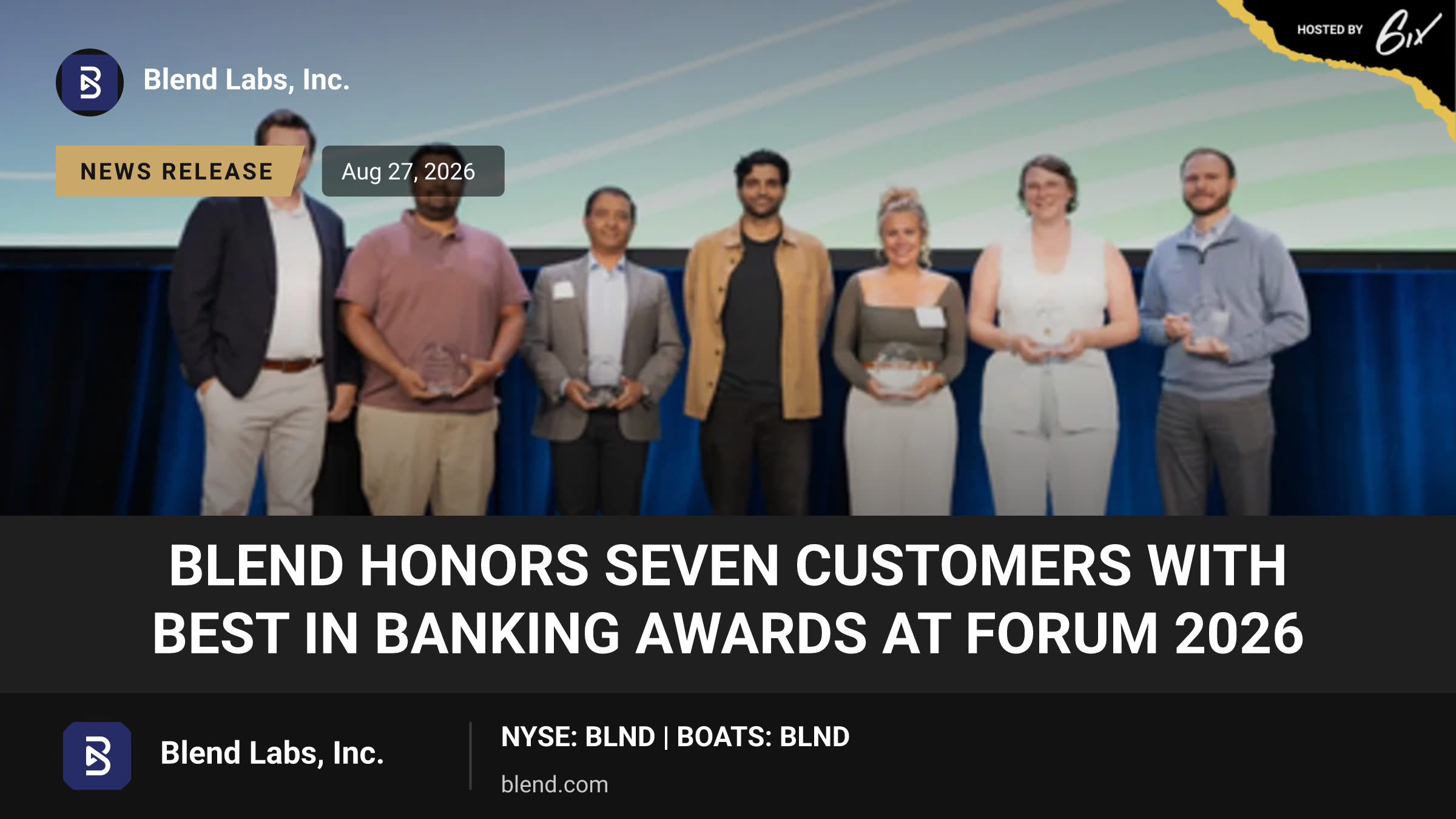 Blend Honors Seven Customers With Best in Banking Awards at Forum 2026