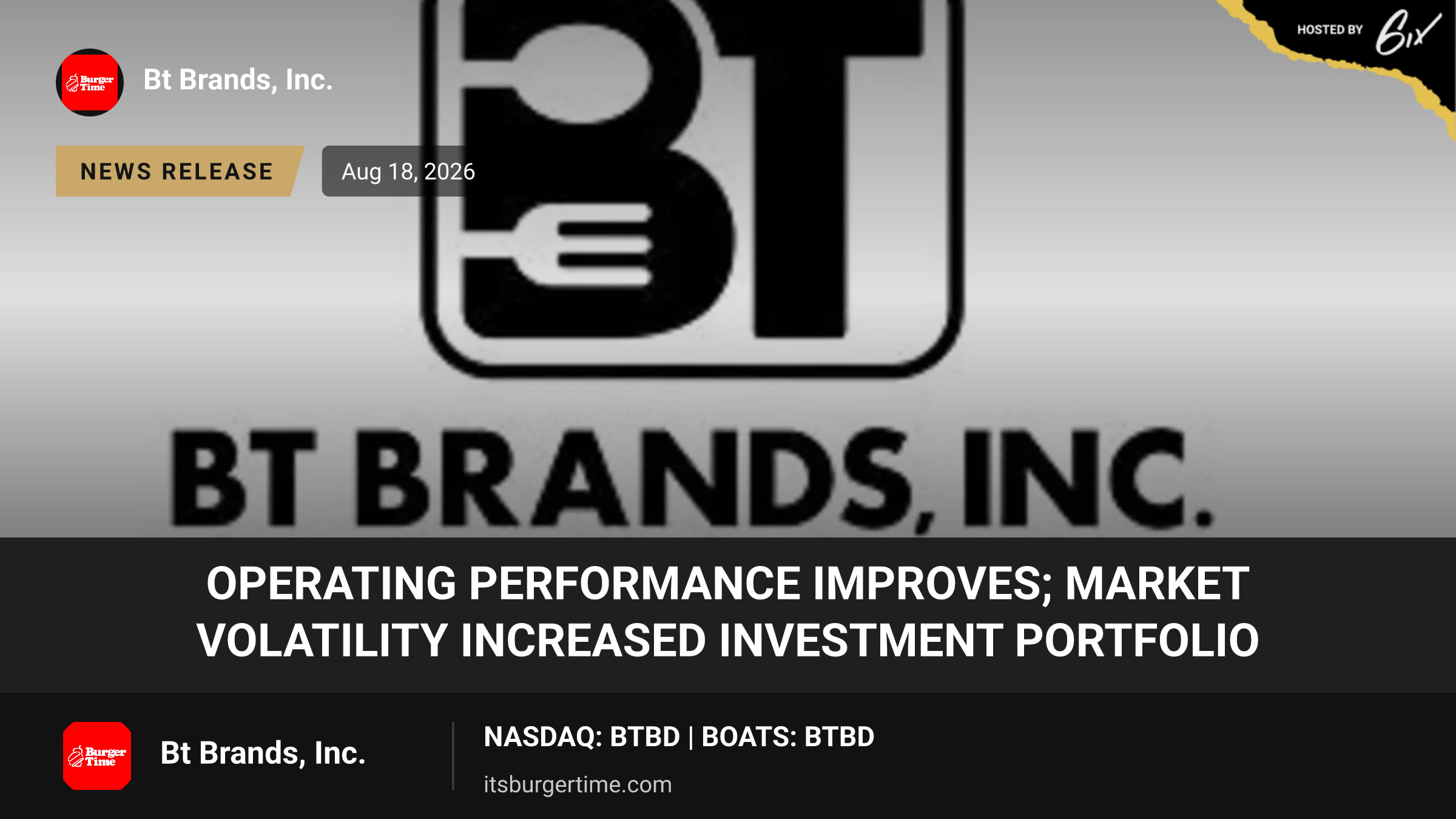 Operating Performance Improves; Market Volatility Increased Investment Portfolio