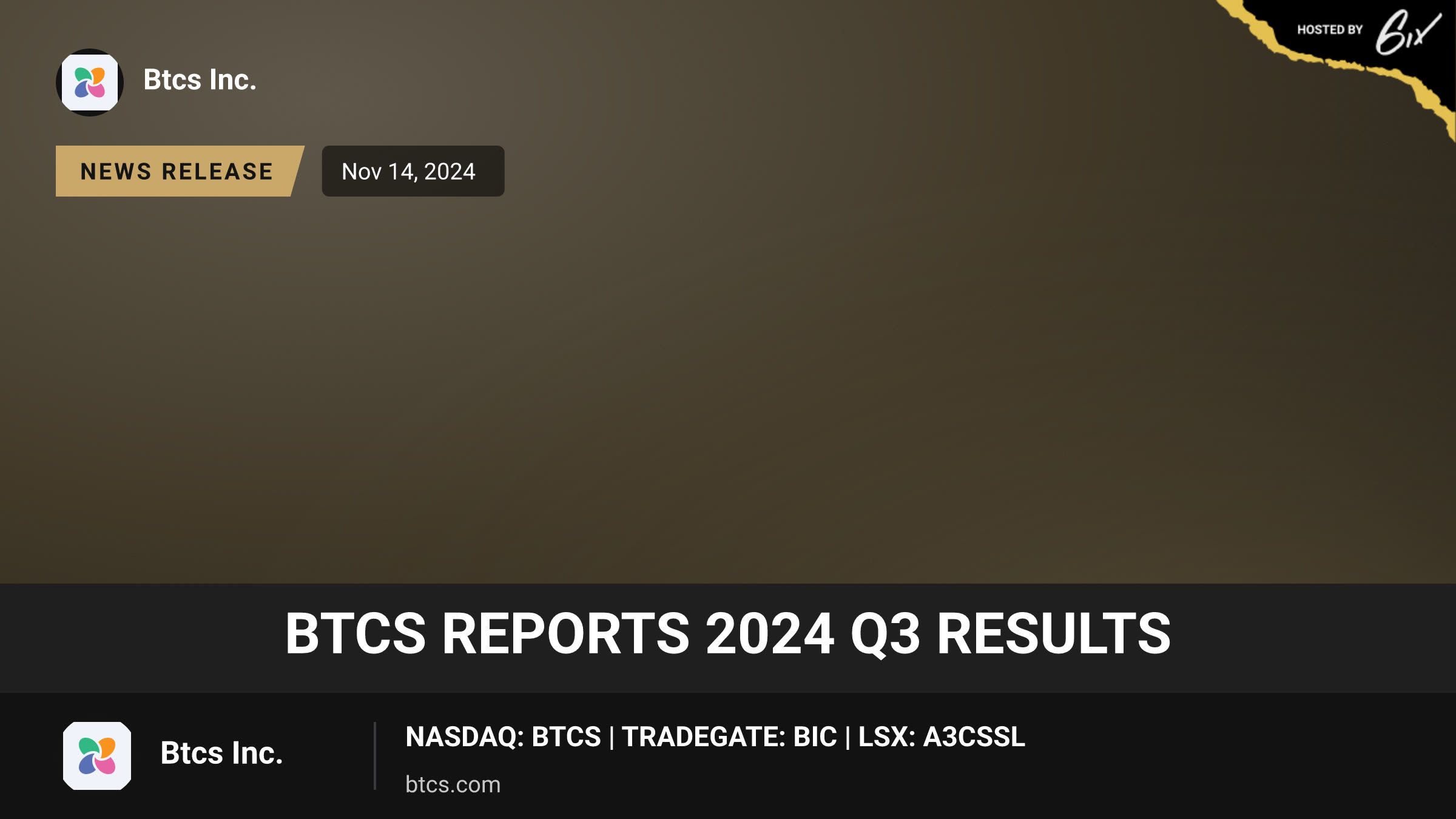 BTCS Reports 2024 Q3 Results