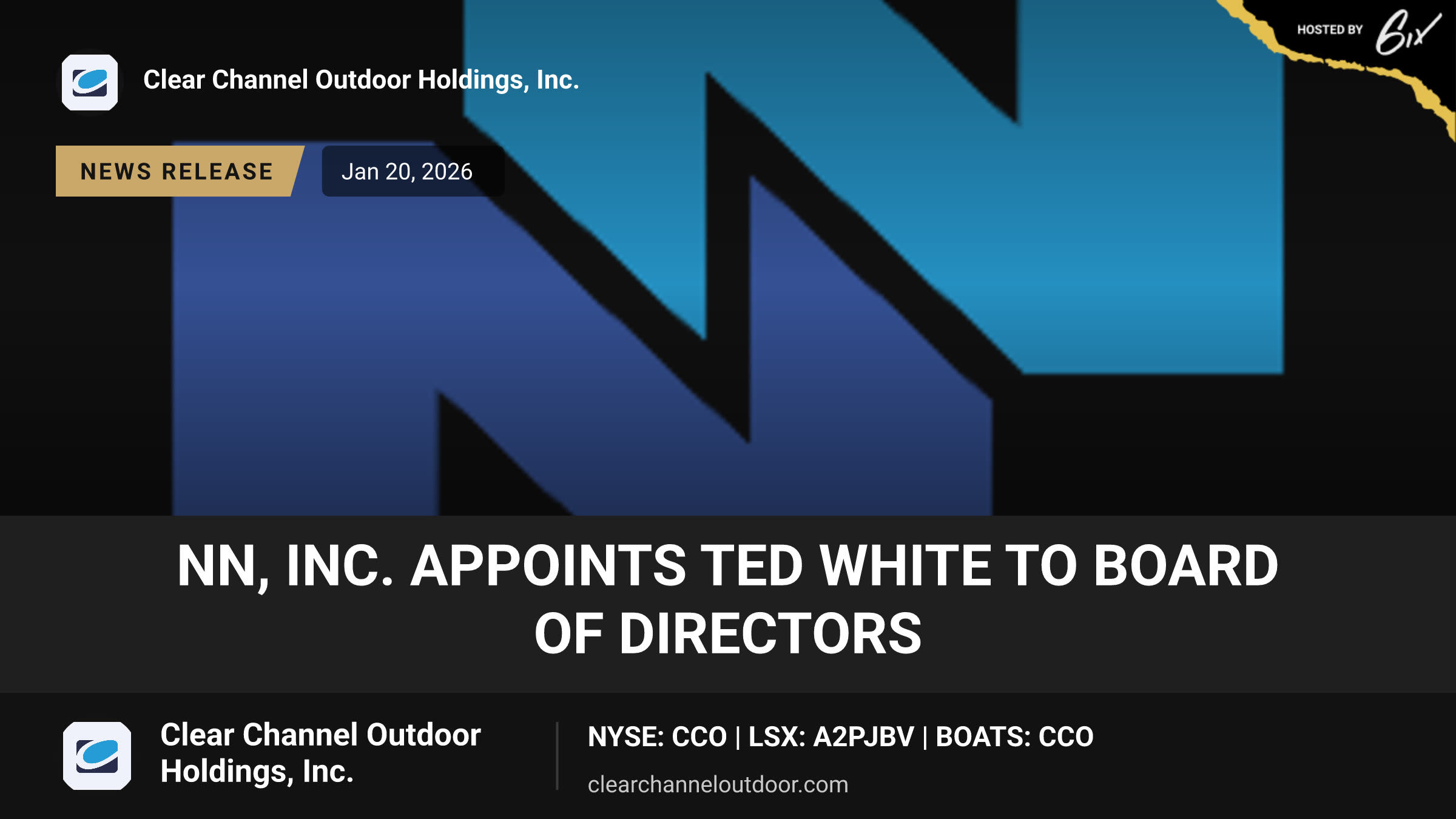 NN, Inc. Appoints Ted White to Board of Directors
