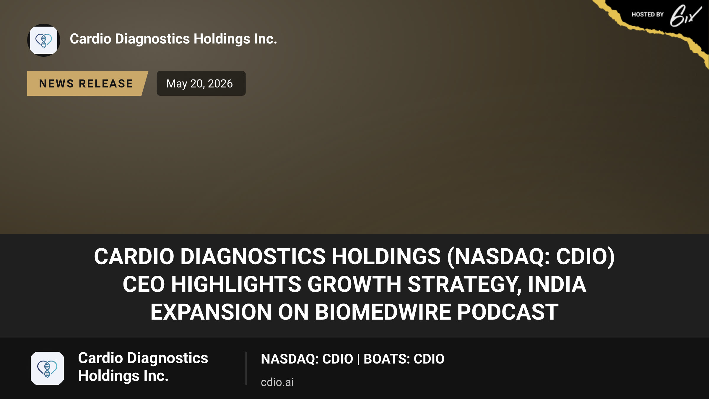 Cardio Diagnostics Holdings (NASDAQ: CDIO) CEO Highlights Growth Strategy, India Expansion on BioMedWire Podcast