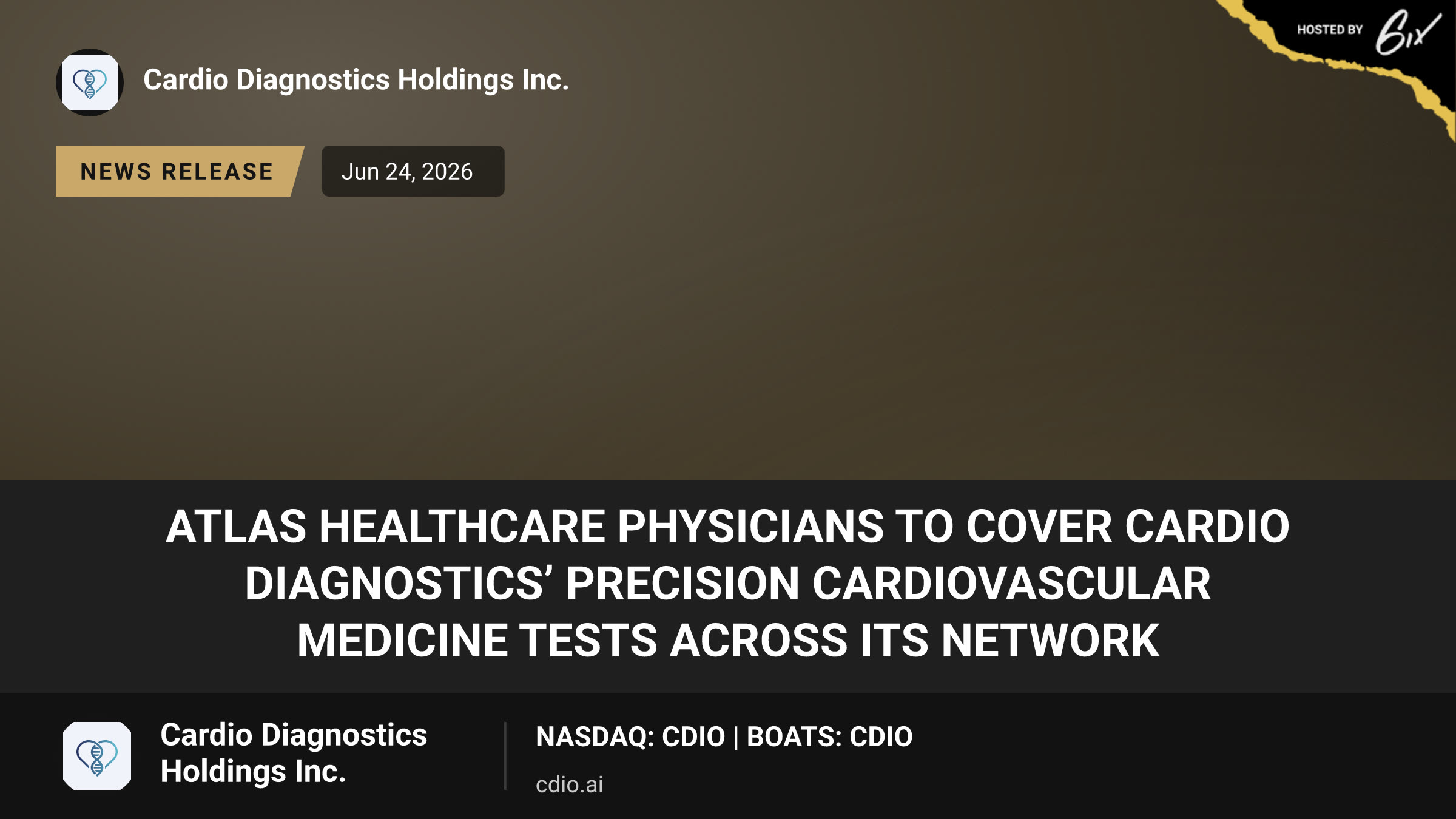 Atlas Healthcare Physicians to Cover Cardio Diagnostics’ Precision Cardiovascular Medicine Tests Across Its Network