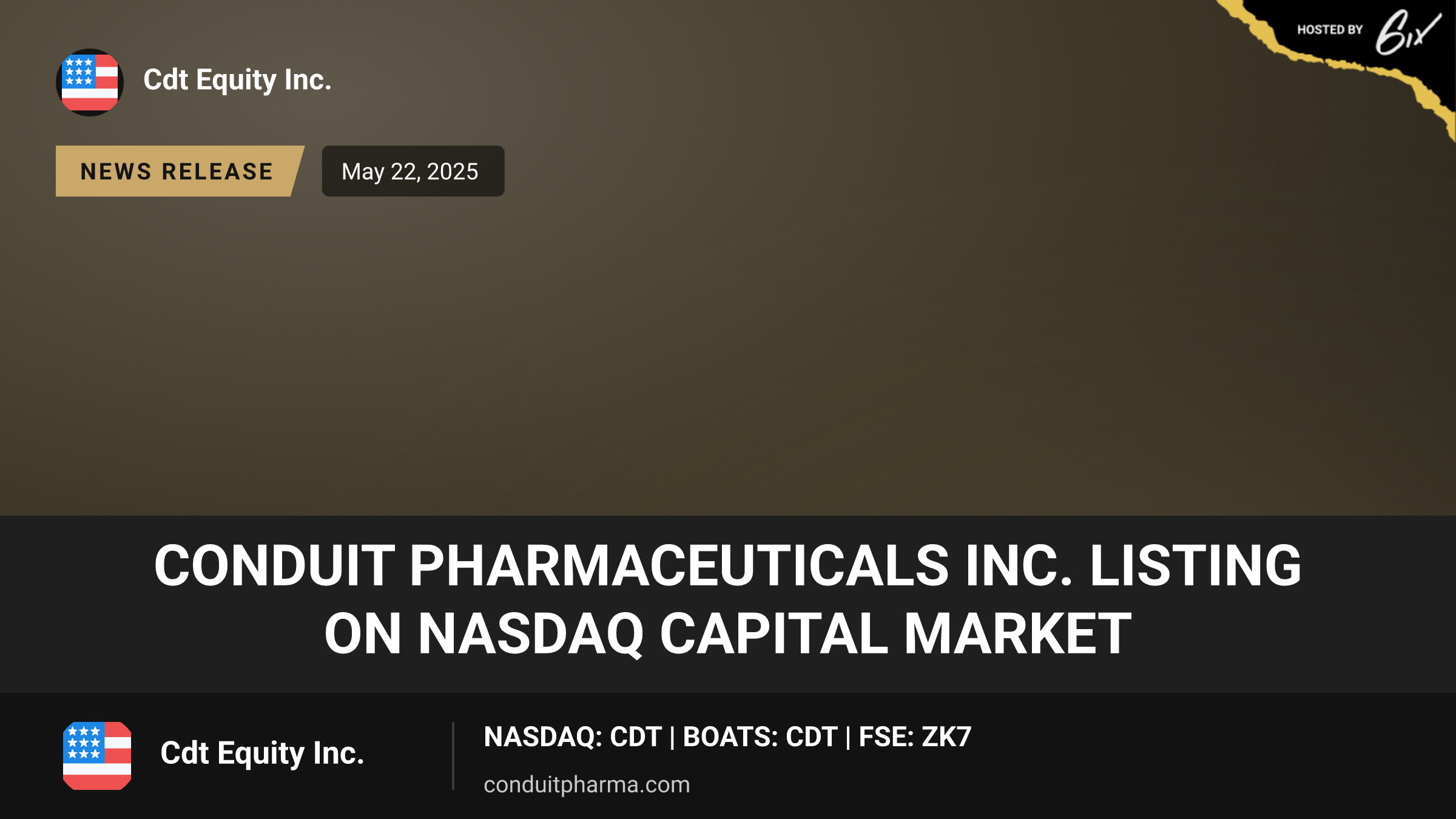 Conduit Pharmaceuticals Inc. Listing on Nasdaq Capital Market