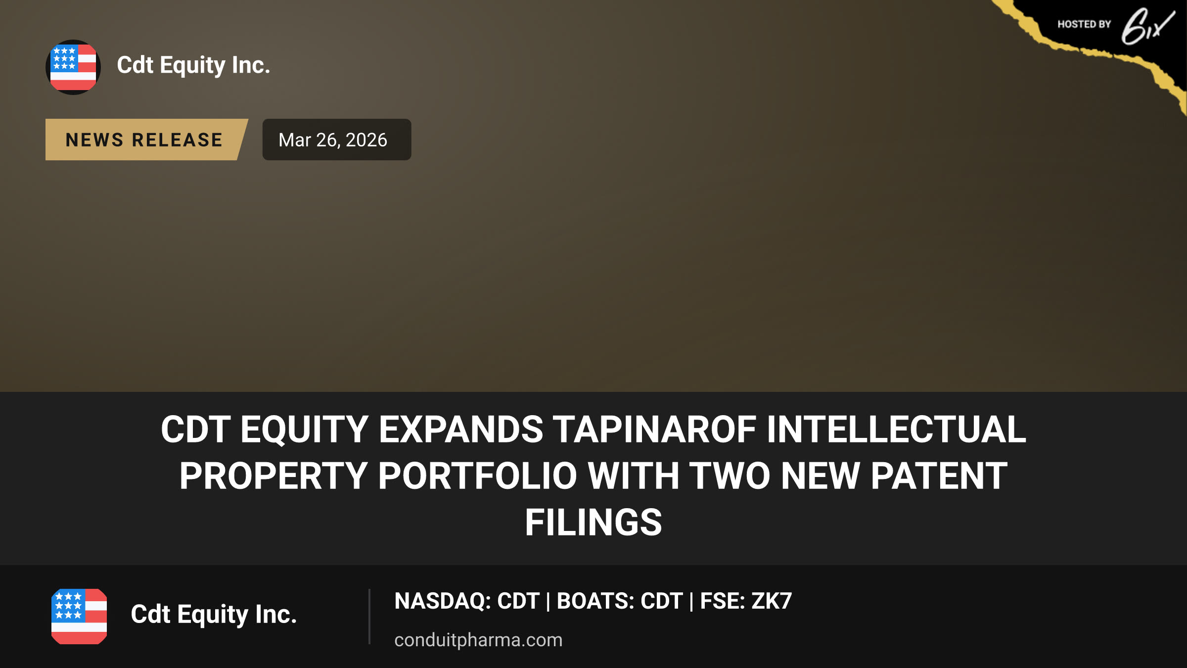 CDT Equity Expands Tapinarof Intellectual Property Portfolio with Two New Patent Filings