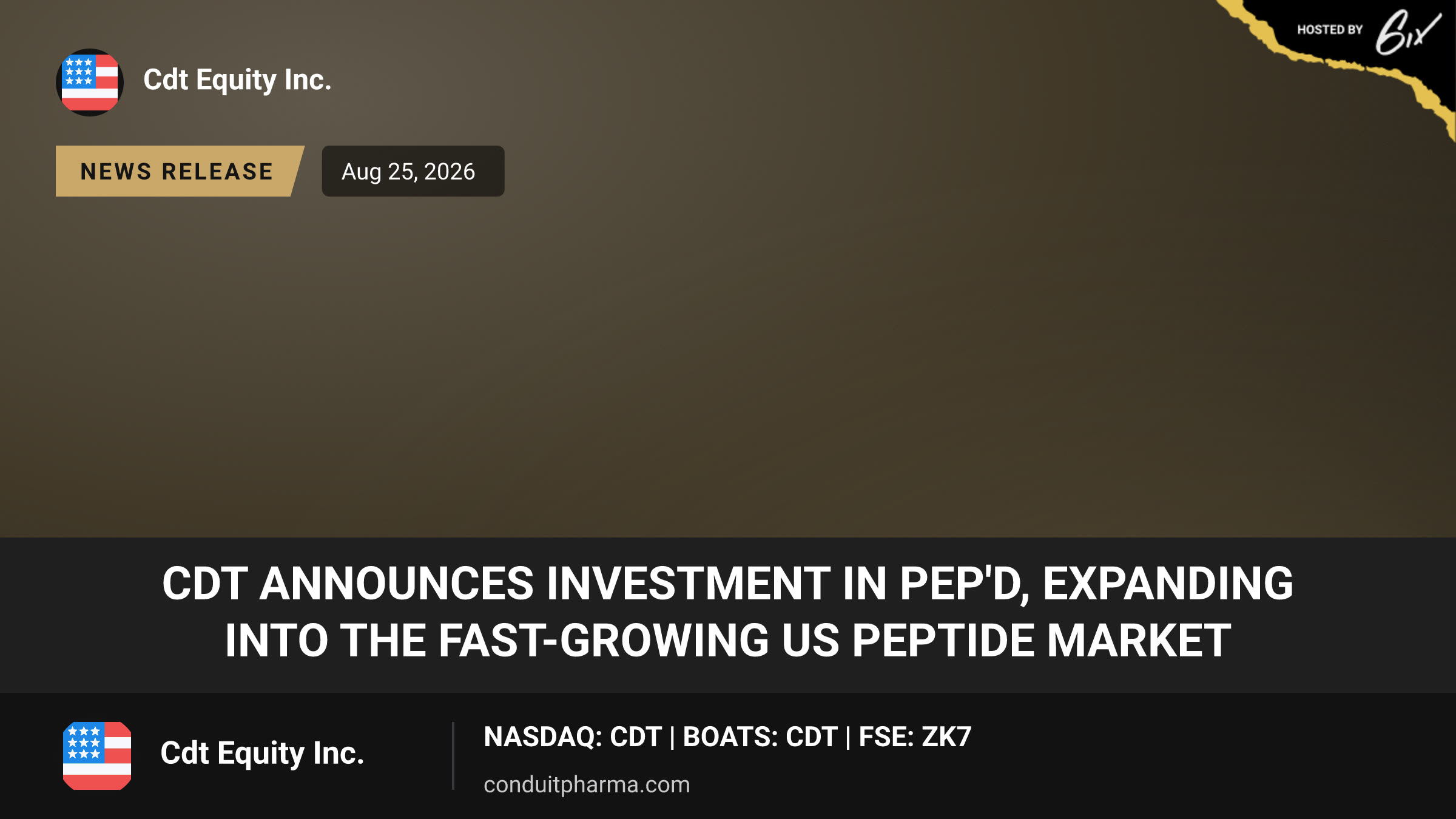 CDT Announces Investment in Pep'd, Expanding into the Fast-Growing US Peptide Market