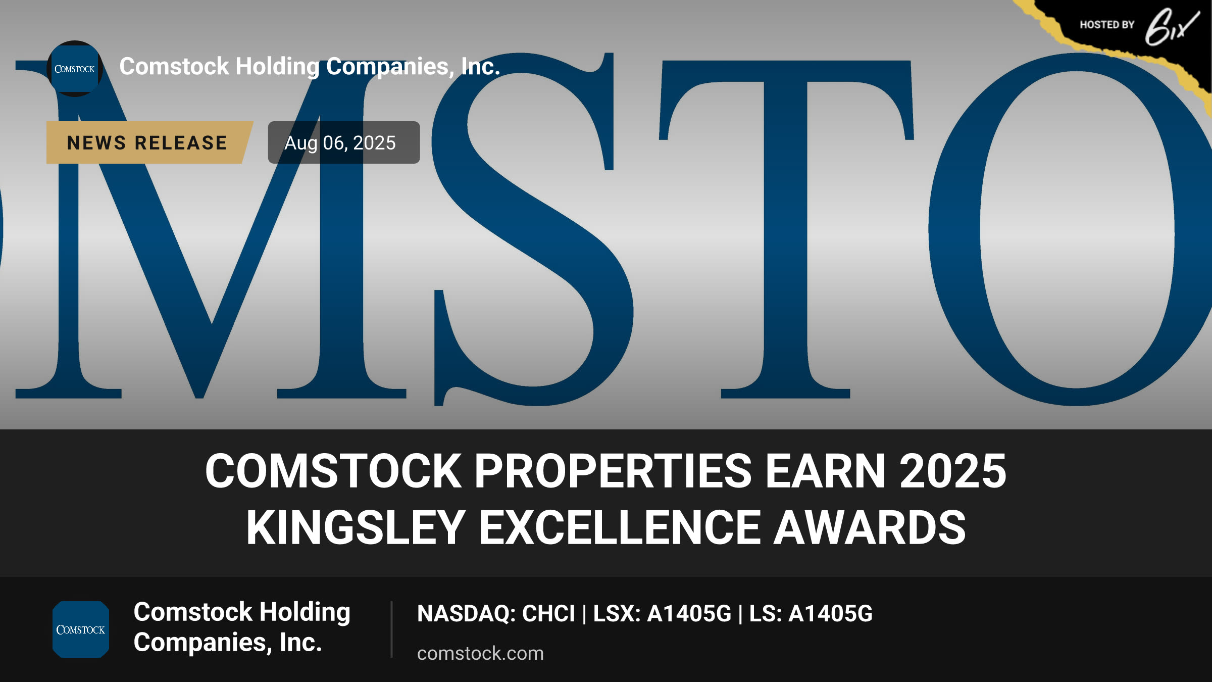 Comstock Properties Earn 2025 Kingsley Excellence Awards