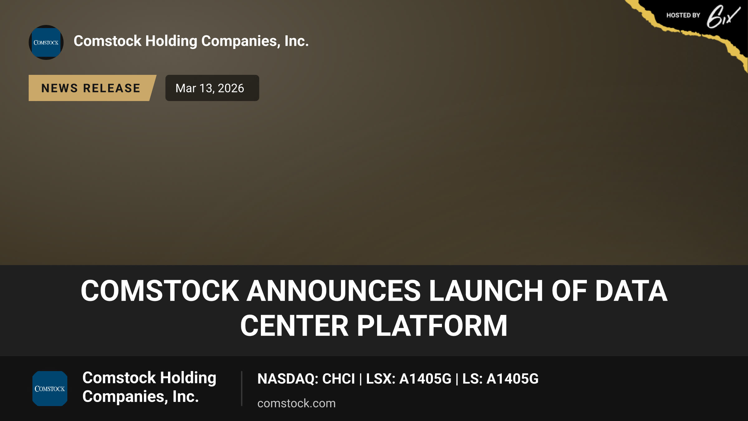 Comstock Announces Launch of Data Center Platform
