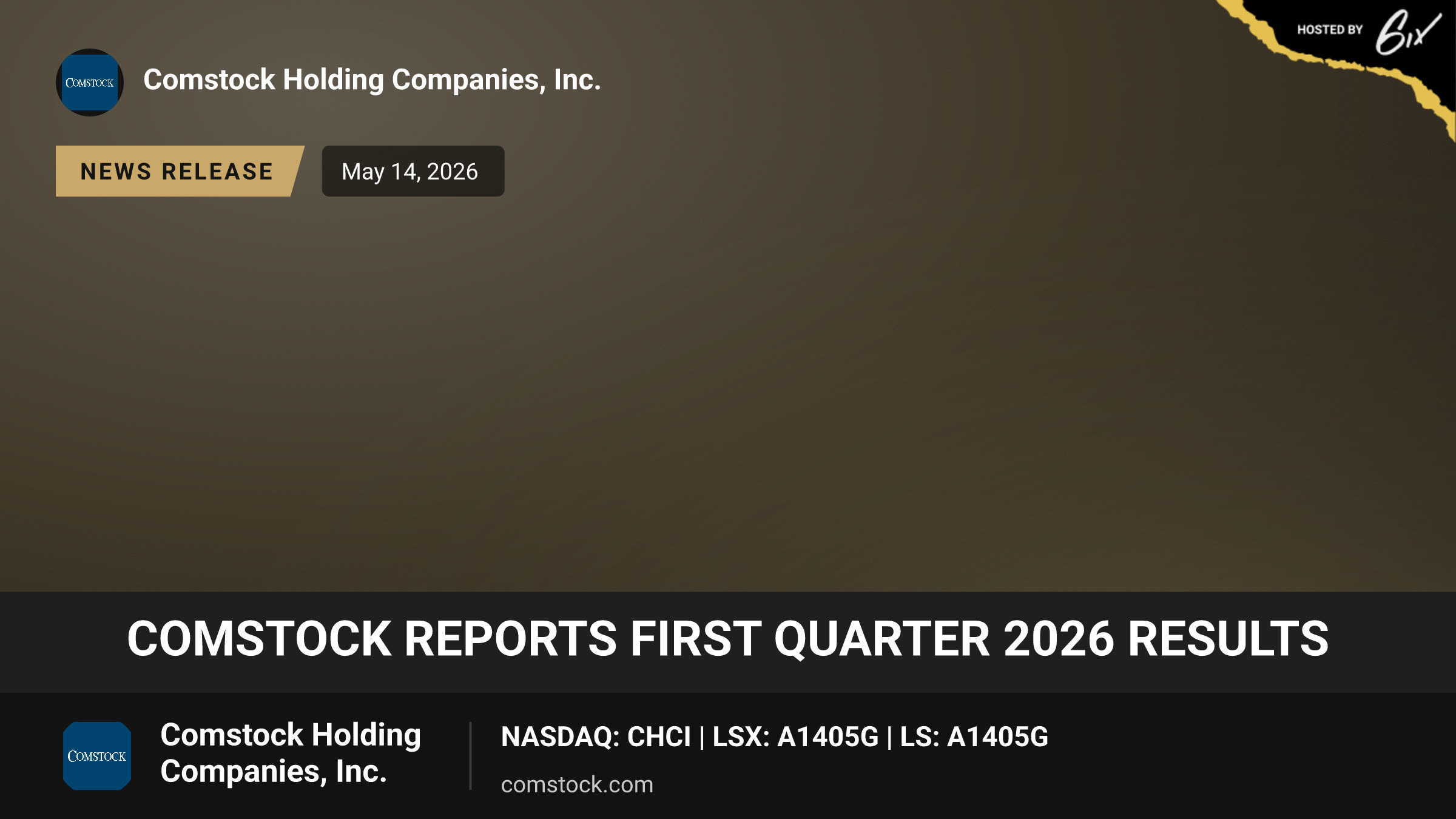 Comstock Reports First Quarter 2026 Results