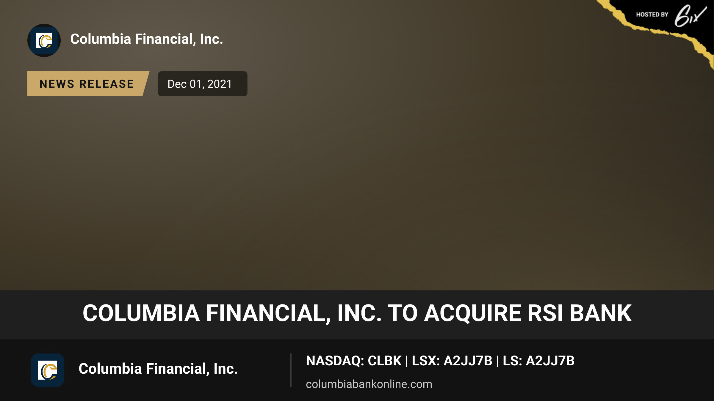 Columbia Financial, Inc. to Acquire RSI Bank