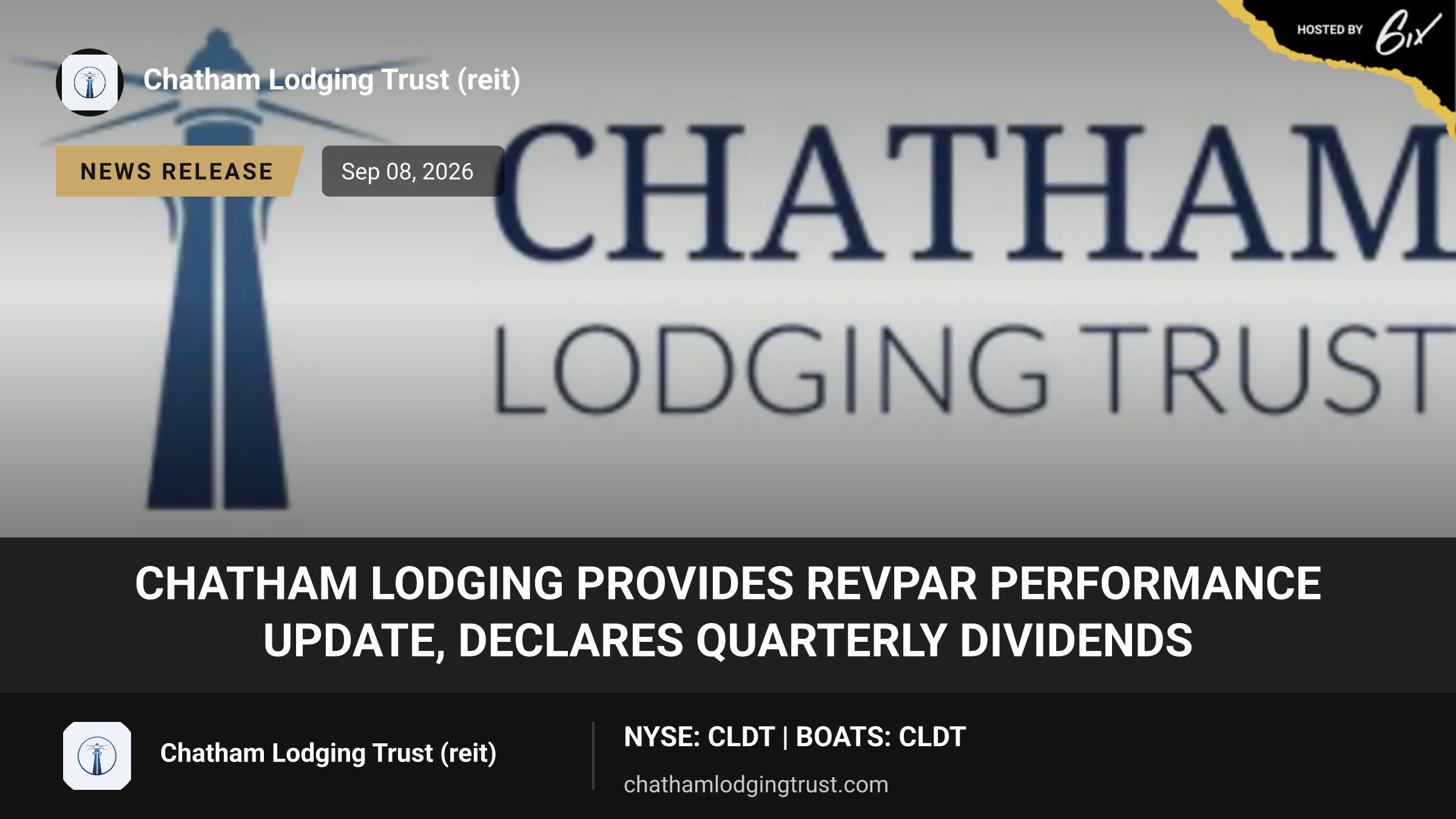 Chatham Lodging Provides RevPAR Performance Update, Declares Quarterly Dividends
